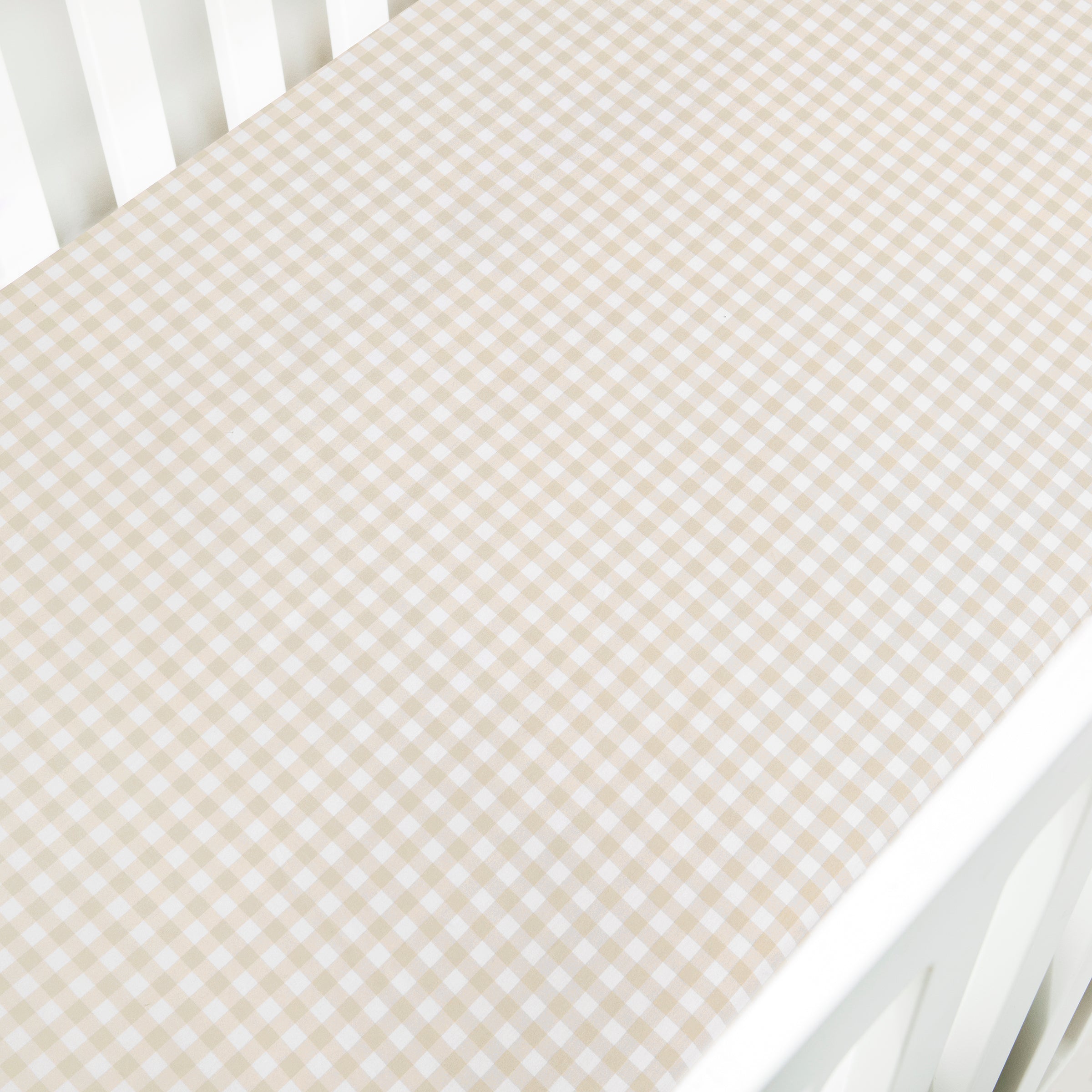 Gooselings Picnic Gingham Crib Sheet - Beige – Namesake