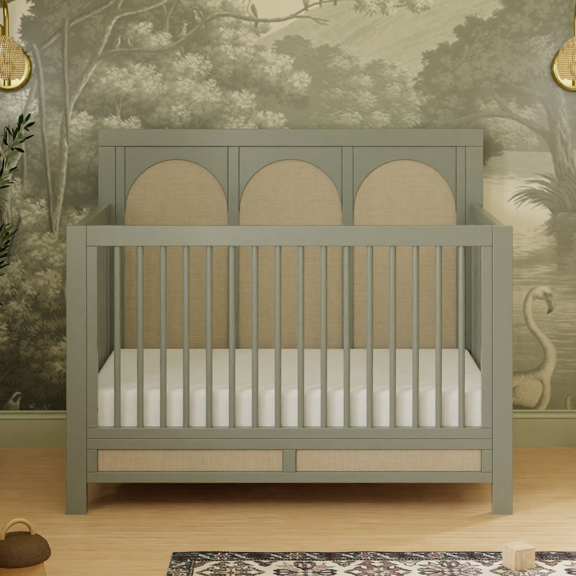 M24801FSPSEW,Eloise 4-in-1 Convertible Crib in French Sage and Performance Sand Eco-Weave