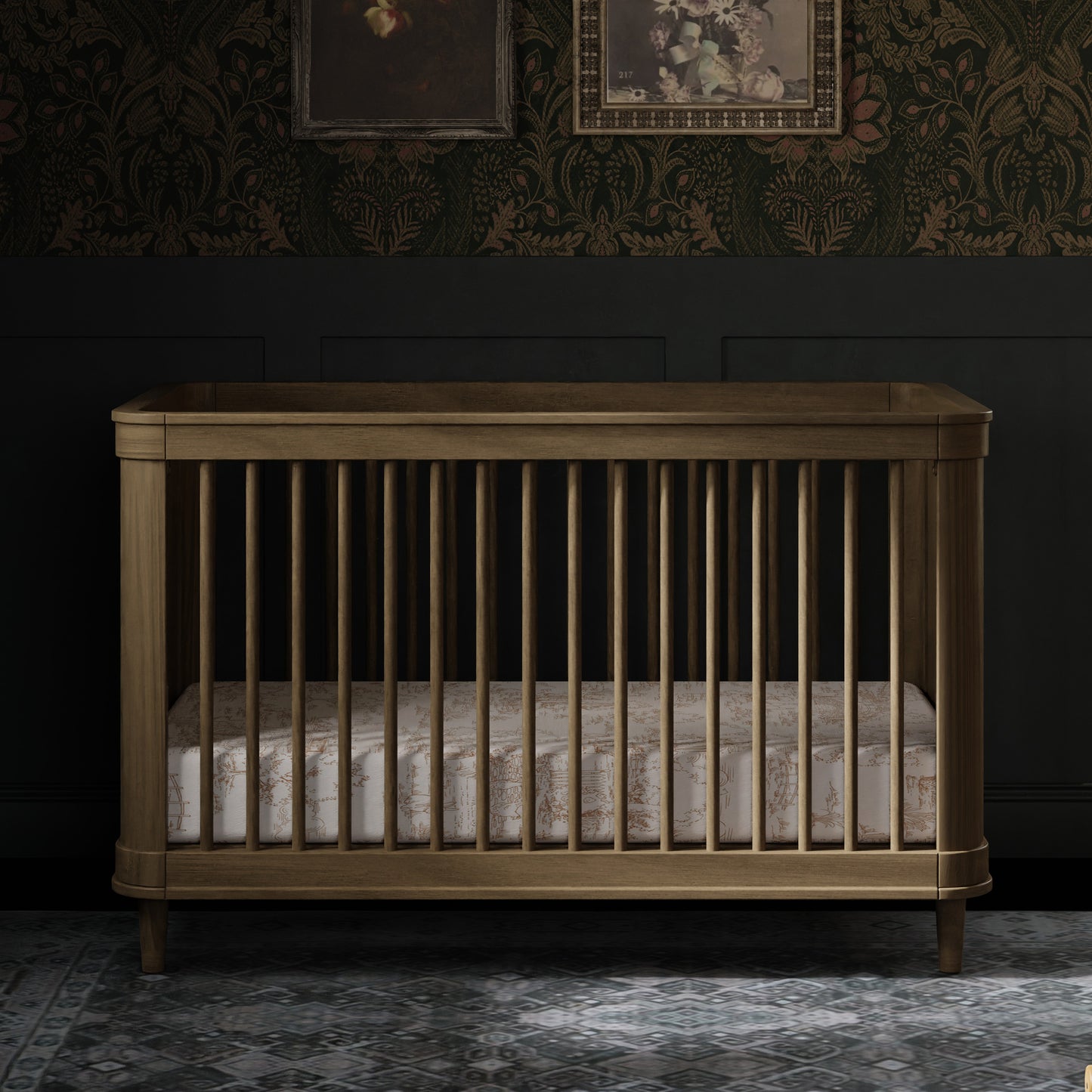 M23701NLBC,Marin with Cane 3-in-1 Convertible Crib in Natural Walnut and Blonde Cane