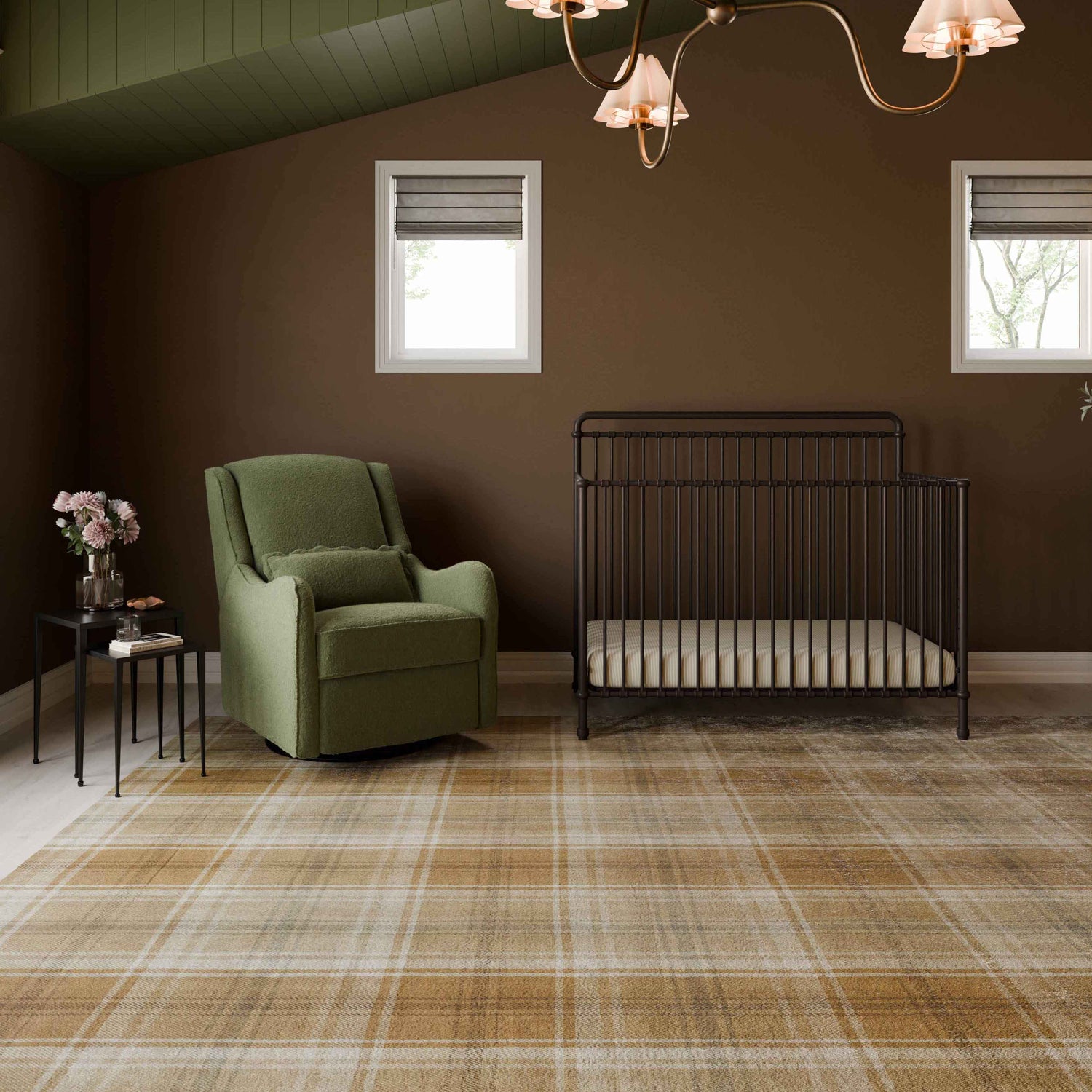 image of nursery room with gingham rug