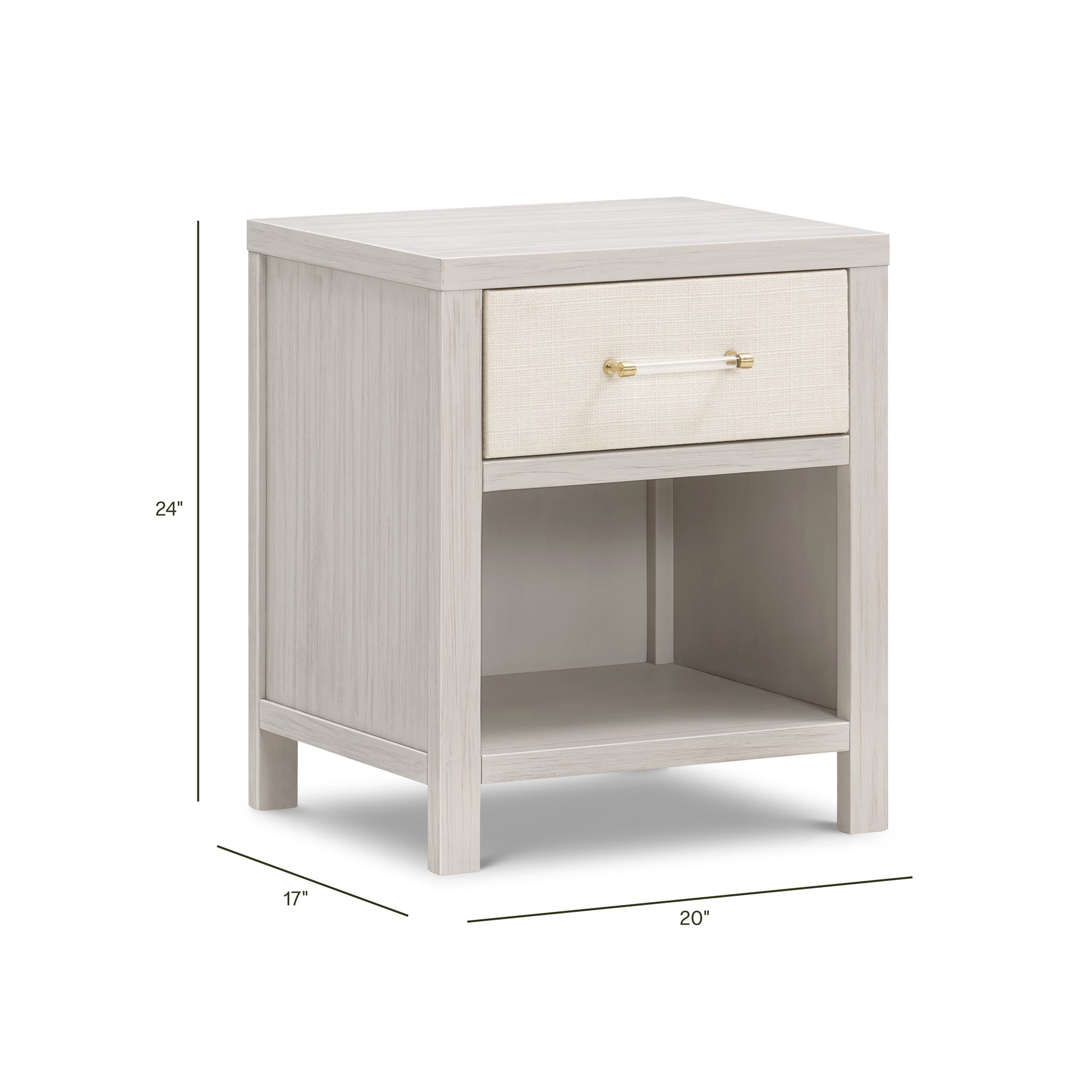 M24860WDFPEW,Namesake,Eloise Nightstand  Assembled in White Driftwood and Performance Pearl Eco-Weave