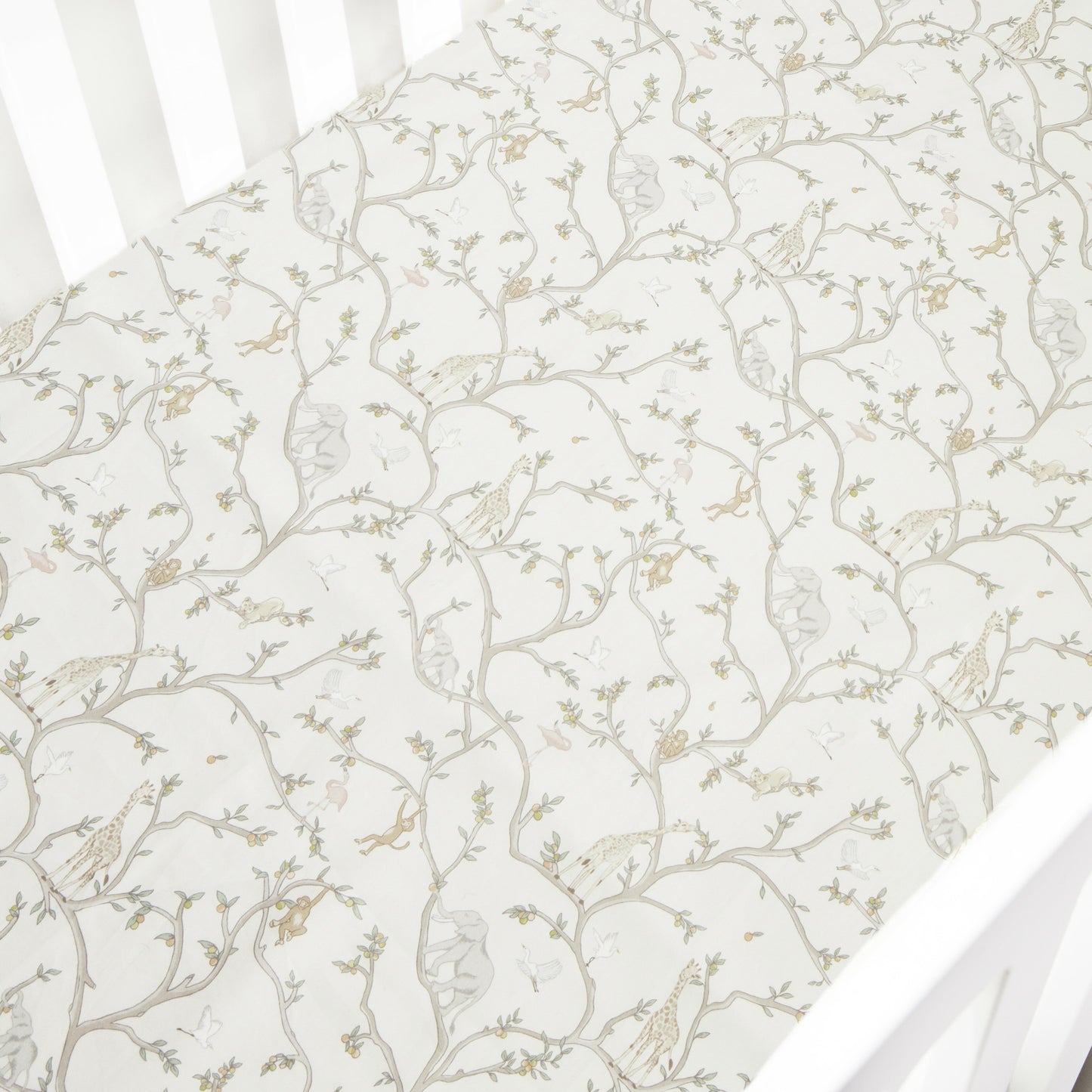 Gooslings Animal Parade Crib Sheet - Ivory
