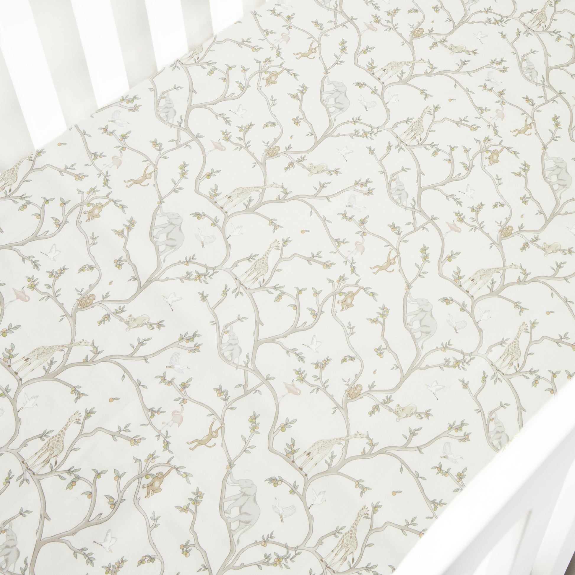 Gooslings Animal Parade Crib Sheet - Ivory