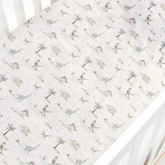 Gooslings Dino Dreams Crib Sheet - Sage