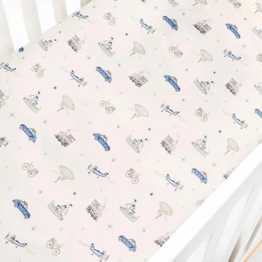 Gooslings Transit Treasures Crib Sheet - Blue