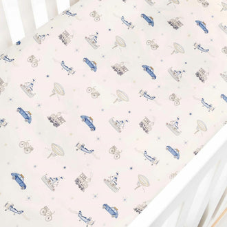 Gooslings Transit Treasures Crib Sheet - Blue