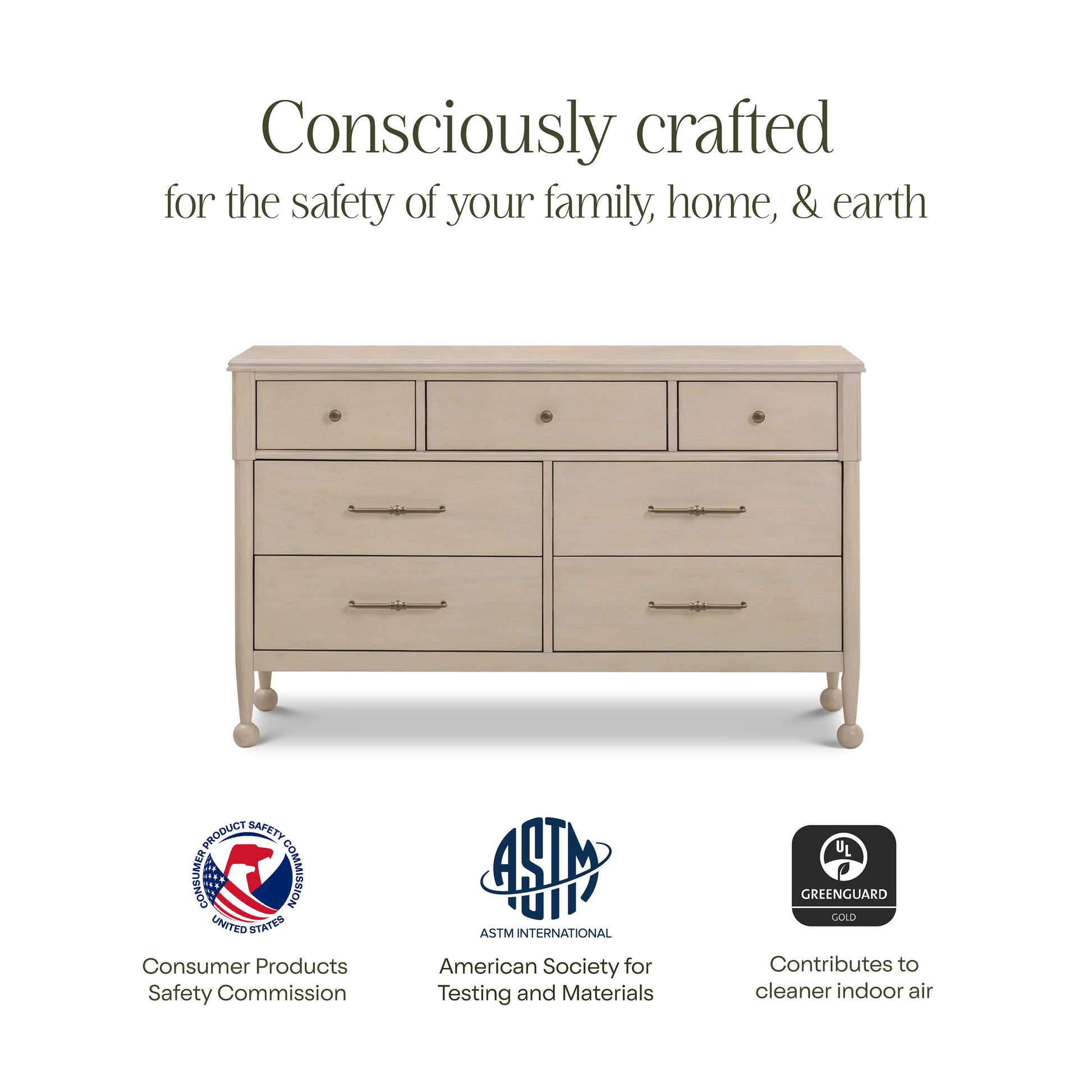 M31416WP,Namesake,Alouette 7-Drawer Assembled Dresser in Washed Pine
