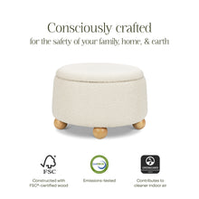 M30985PWBHF,Namesake,Tuffet Storage Ottoman in Performance Ivory Boucle w/Honey Ball Feet