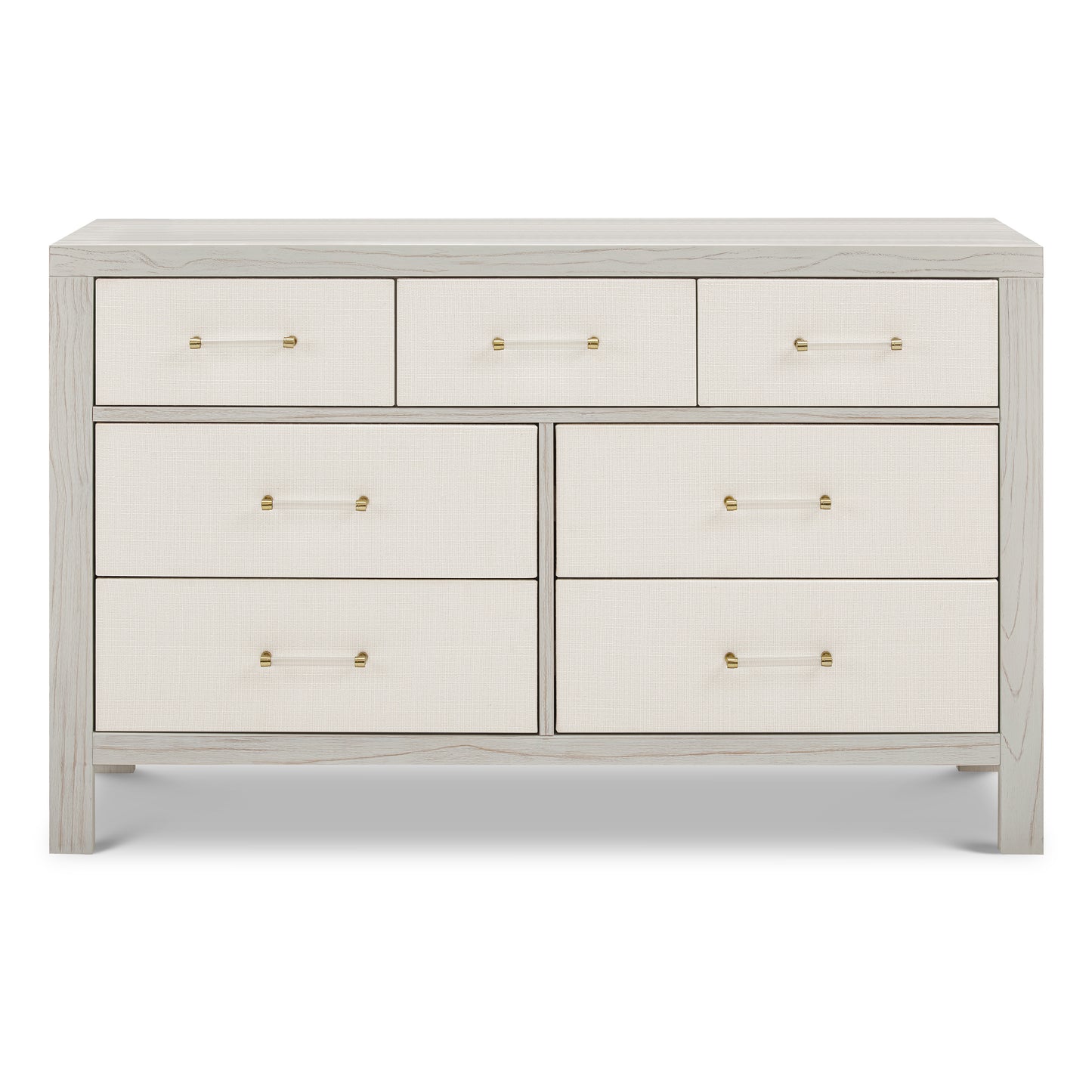 M24816WDFPEW,Namesake,Eloise 7-Drawer Assembled Dresser in White Driftwood and Performance Pearl Eco-Weave