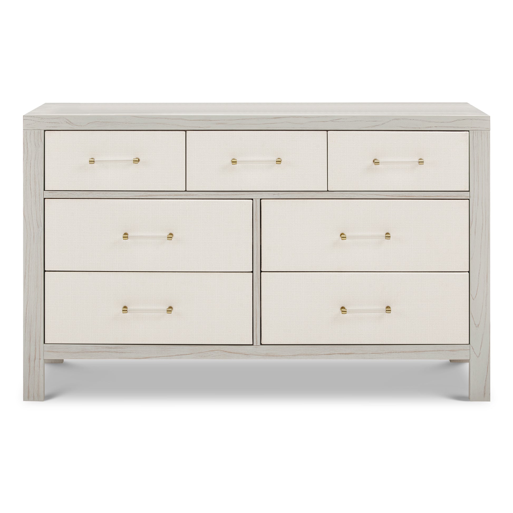 M24816WDFPEW,Namesake,Eloise 7-Drawer Assembled Dresser in White Driftwood and Performance Pearl Eco-Weave