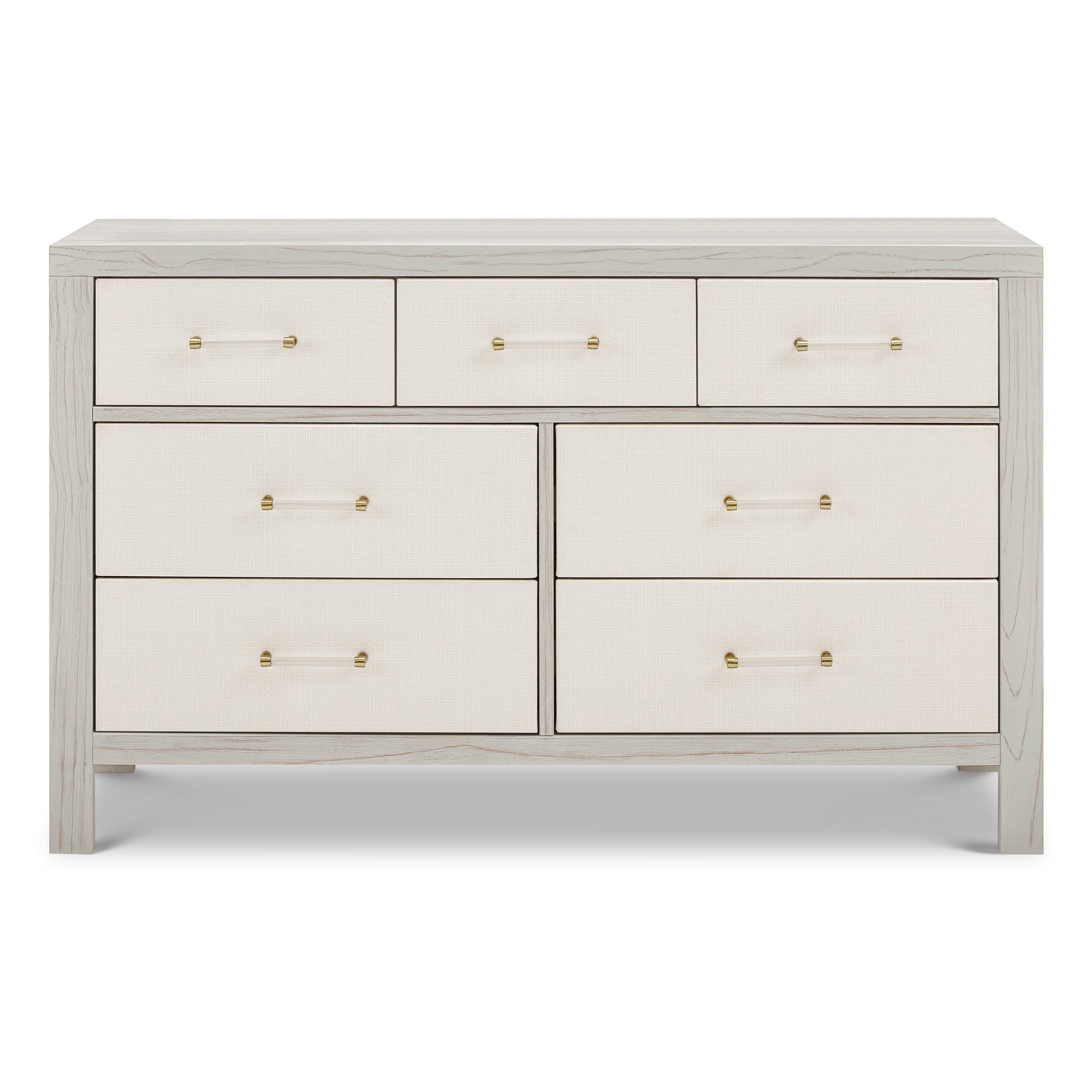 M24816WDFPEW,Namesake,Eloise 7-Drawer Assembled Dresser in White Driftwood and Performance Pearl Eco-Weave