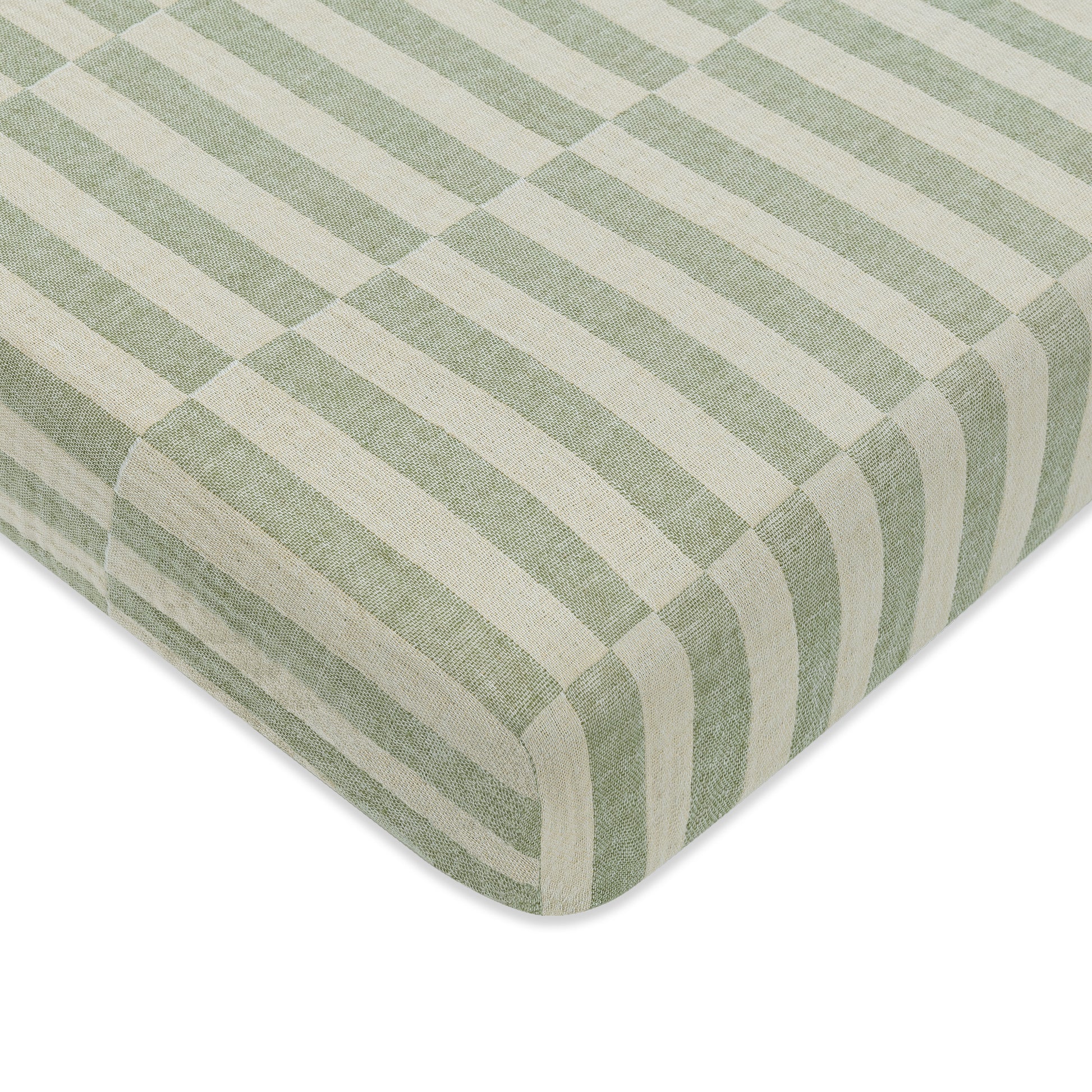 T30536,Babyletto,Moss Stripe Muslin Mini Crib Sheet in GOTS Certified Organic Cotton