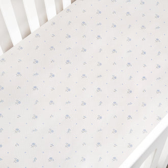 Gooslings Ditsy Floral Crib Sheet - Blue