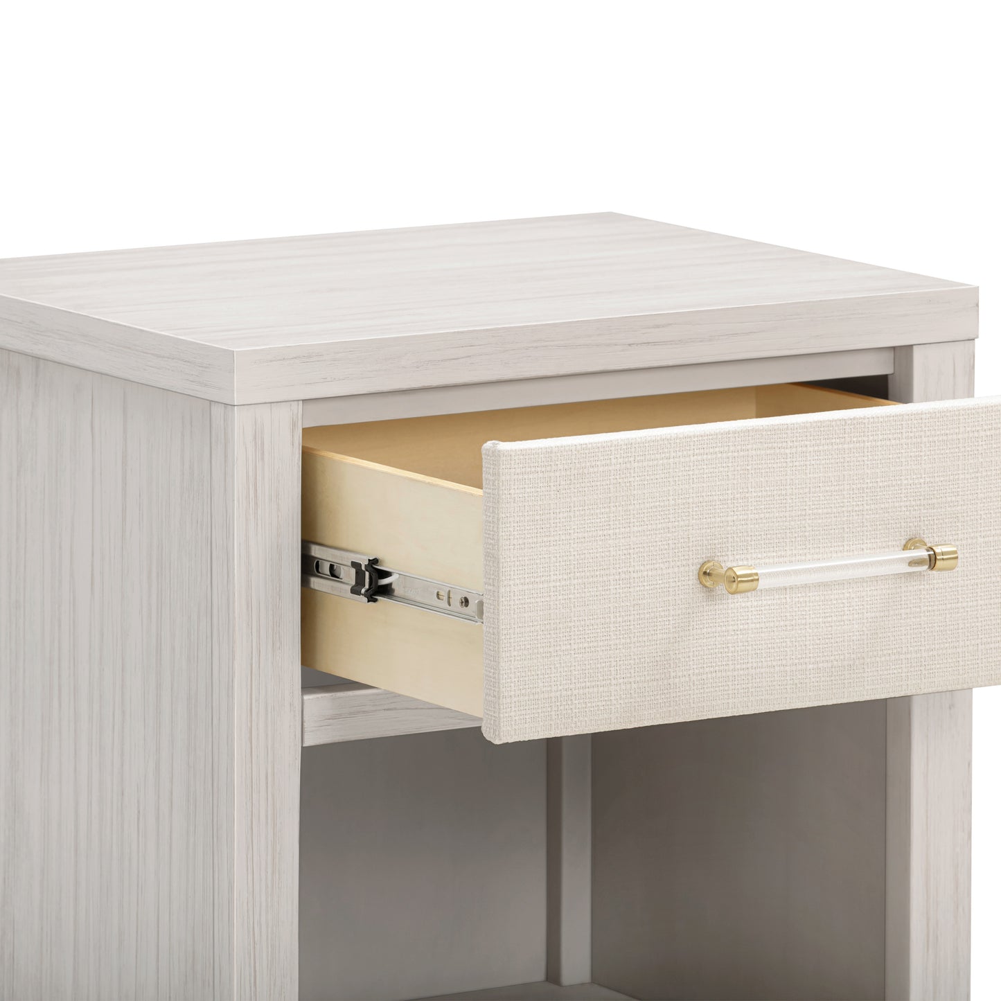 M24860WDFPEW,Namesake,Eloise Nightstand  Assembled in White Driftwood and Performance Pearl Eco-Weave