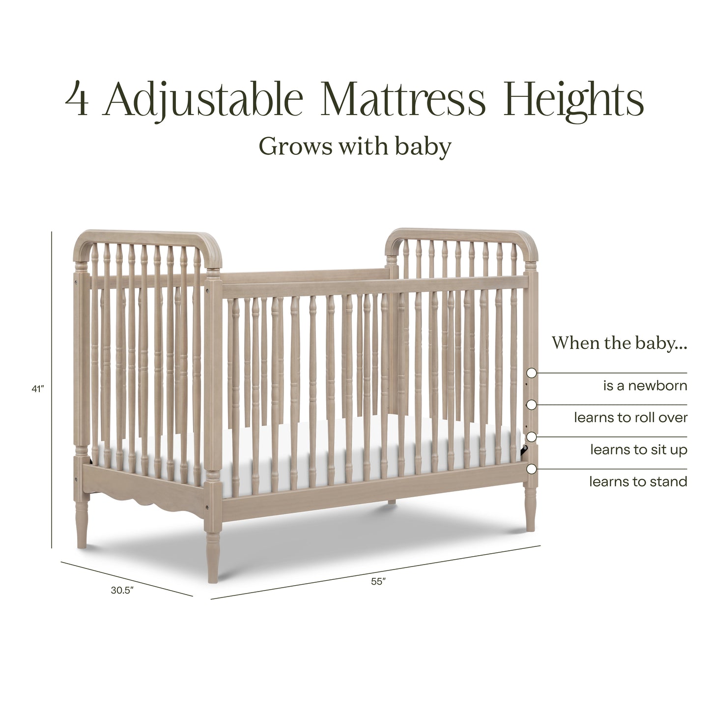 M7101WP,Namesake,Liberty 3-in-1 Convertible Spindle Crib w/Toddler Bed Conversion Kit in Washed Pine