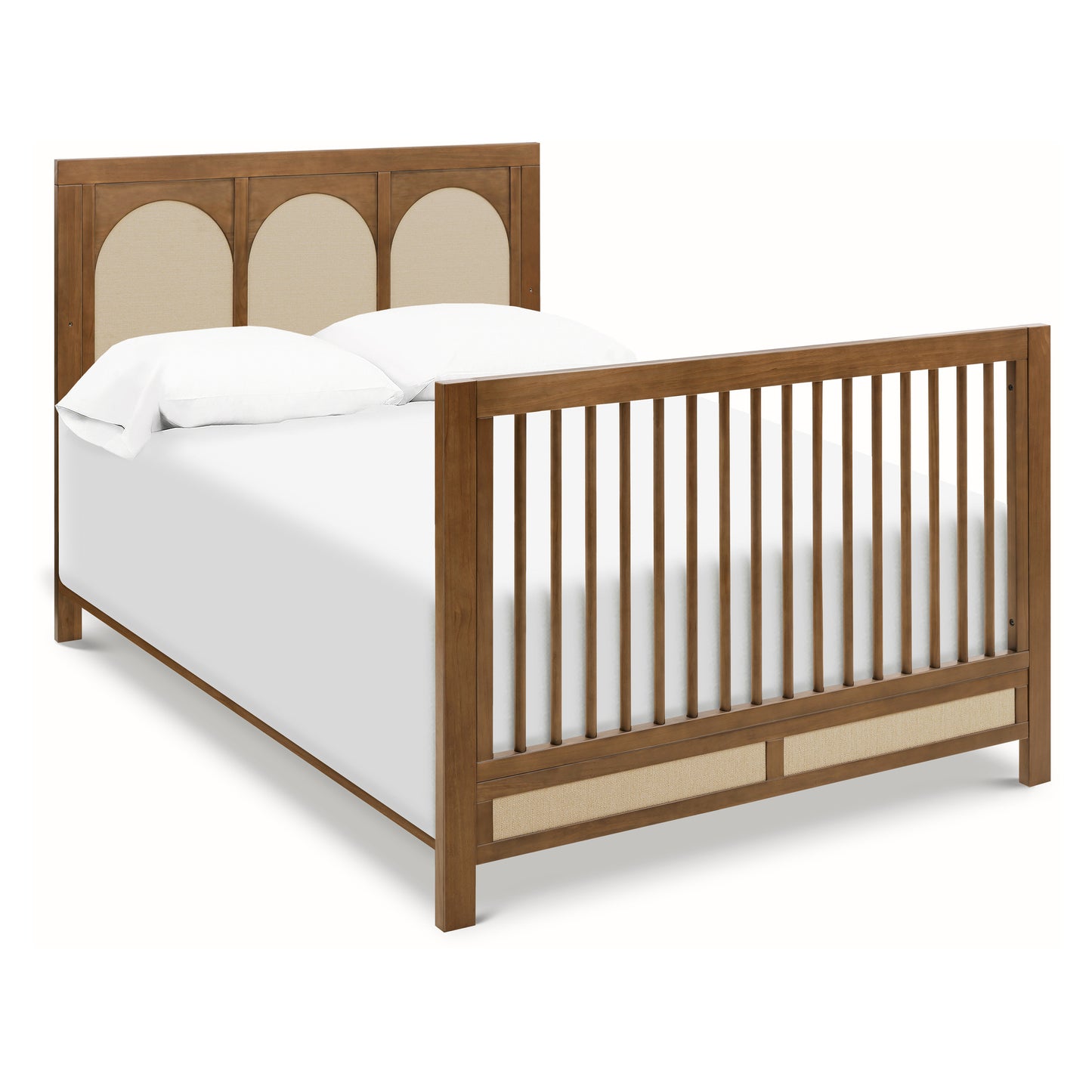 M24801NLPSEW,Namesake,Eloise 4-in-1 Convertible Crib in Natural Walnut & Performance Sand Eco-Weave