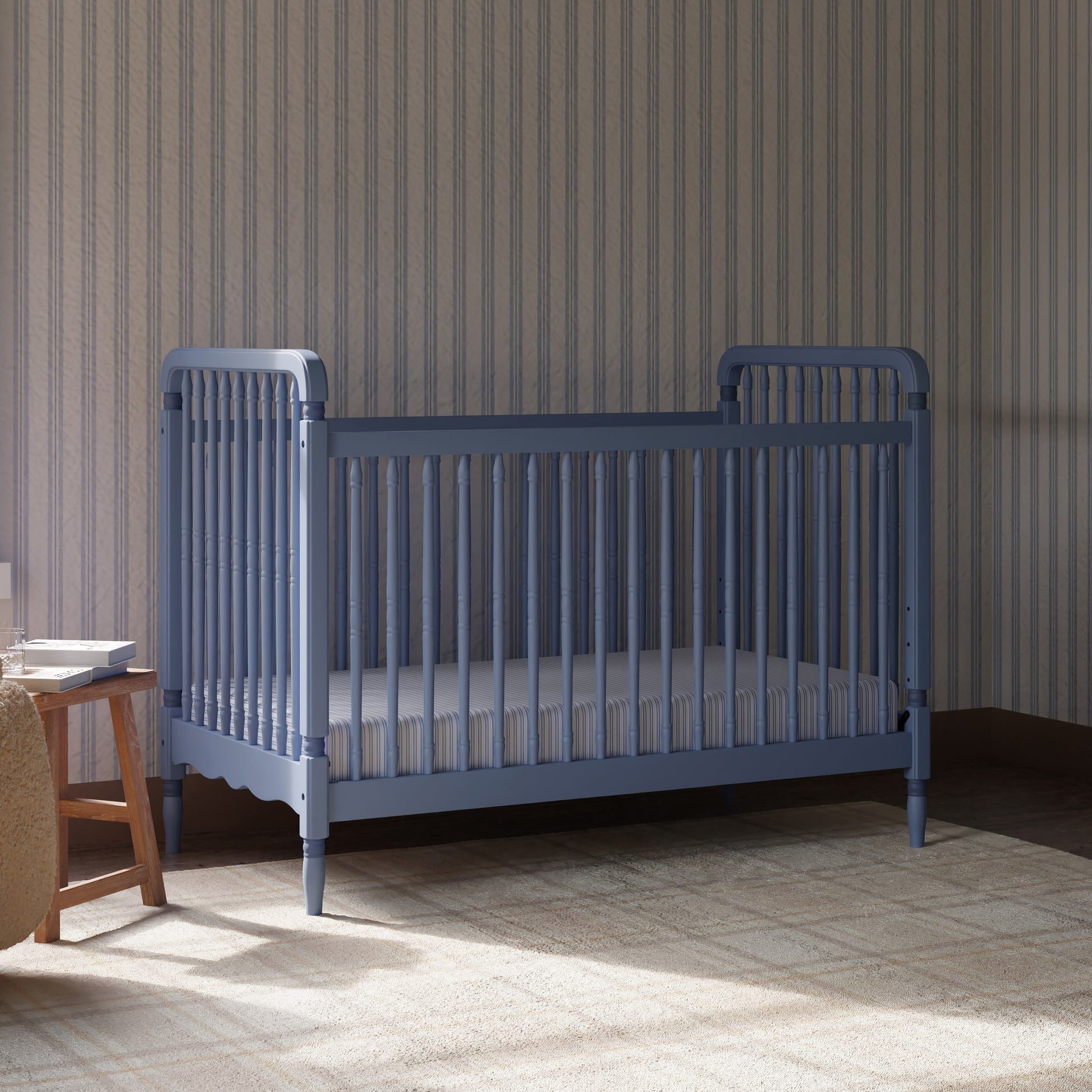 M7101CVB,Namesake,Liberty 3-in-1 Convertible Spindle Crib w/Toddler Bed Conversion Kit in Cove Blue