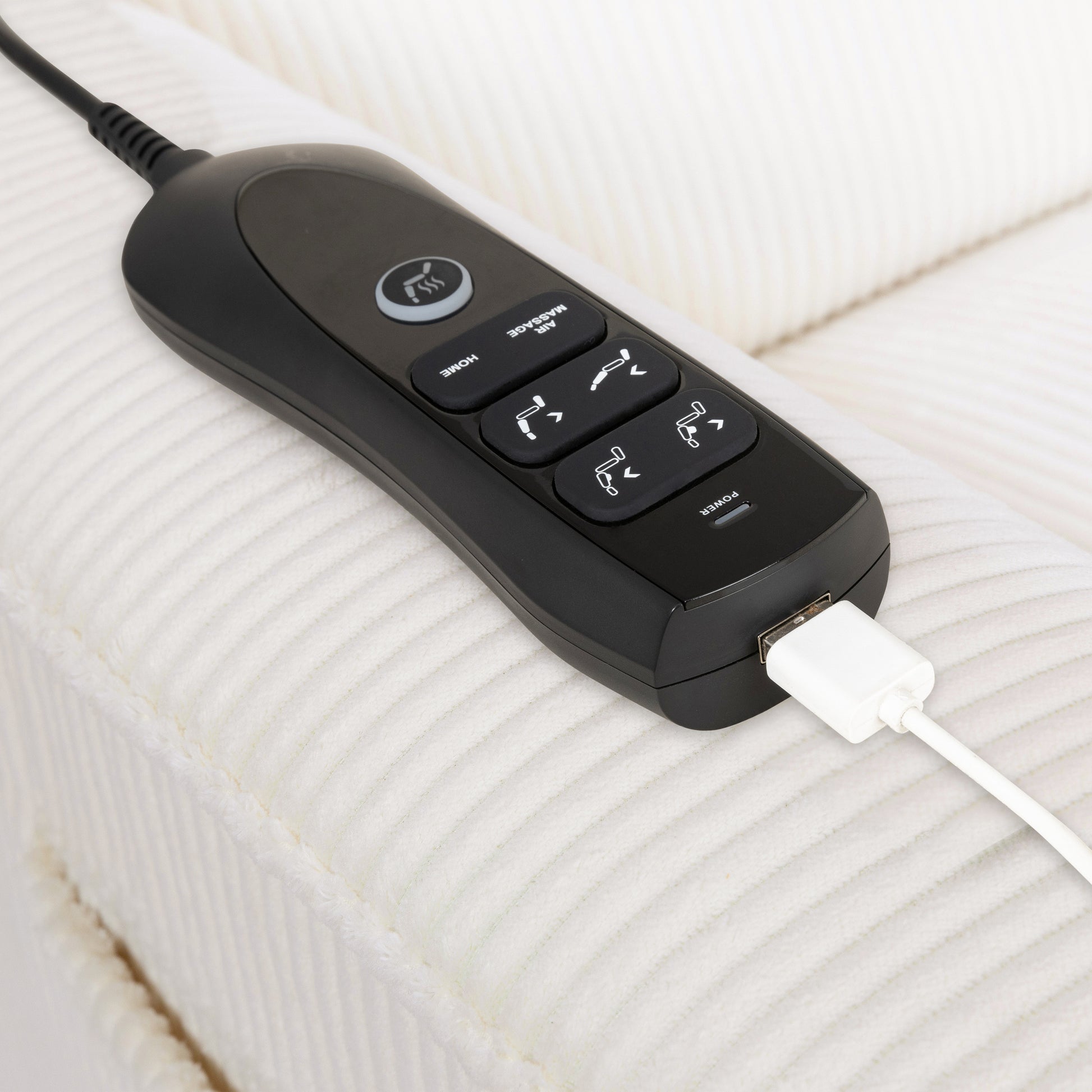 B17183YC,Monogram by Namesake,Willa Deluxe Power Glider Recliner w/Heat&Massage in Ivory Corduroy