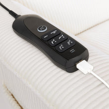 B17183YC,Monogram by Namesake,Willa Deluxe Power Glider Recliner w/Heat&Massage in Ivory Corduroy