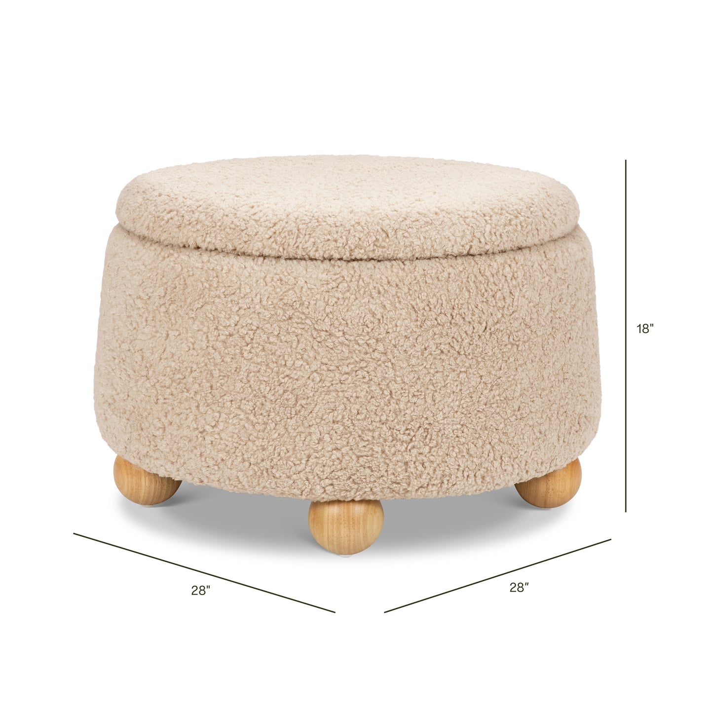 M30985CSGHF,Namesake,Tuffet Storage Ottoman in Chai Shearling w/Honey Ball Feet