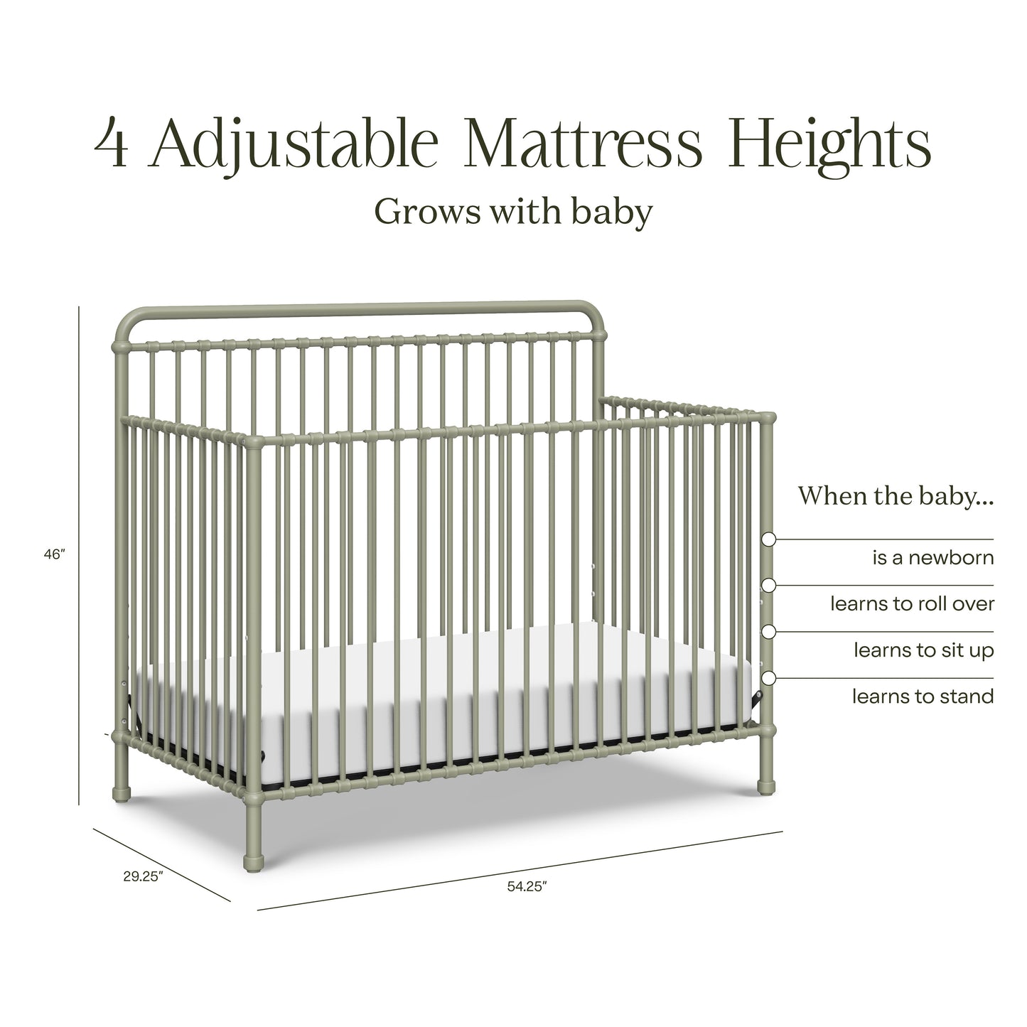 M15301HS,Namesake,Winston 4-in-1 Convertible Crib in Heirloom Sage