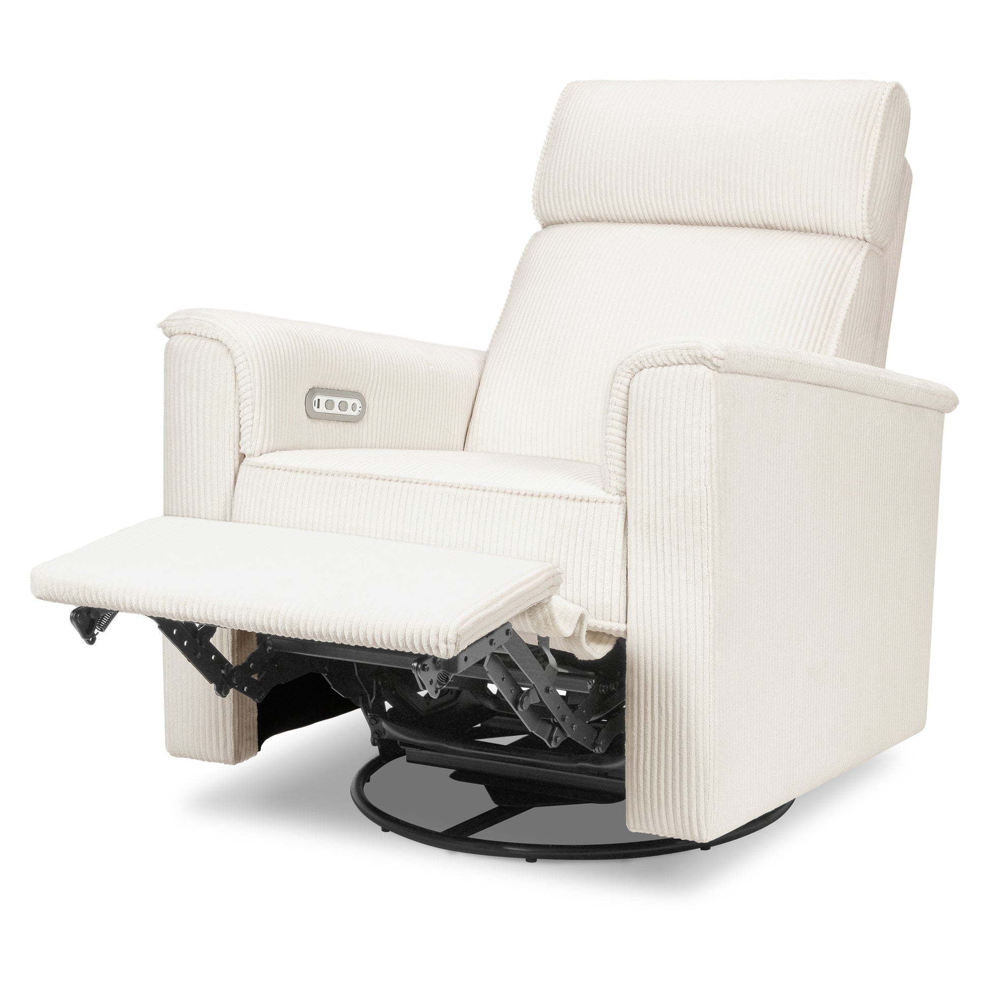 B17186YC,Monogram by Namesake,Willa Plus Power Glider Recliner w/ Power Headrest in Ivory Corduroy