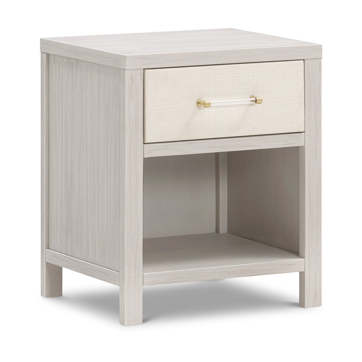 M24860WDFPEW,Namesake,Eloise Nightstand  Assembled in White Driftwood and Performance Pearl Eco-Weave