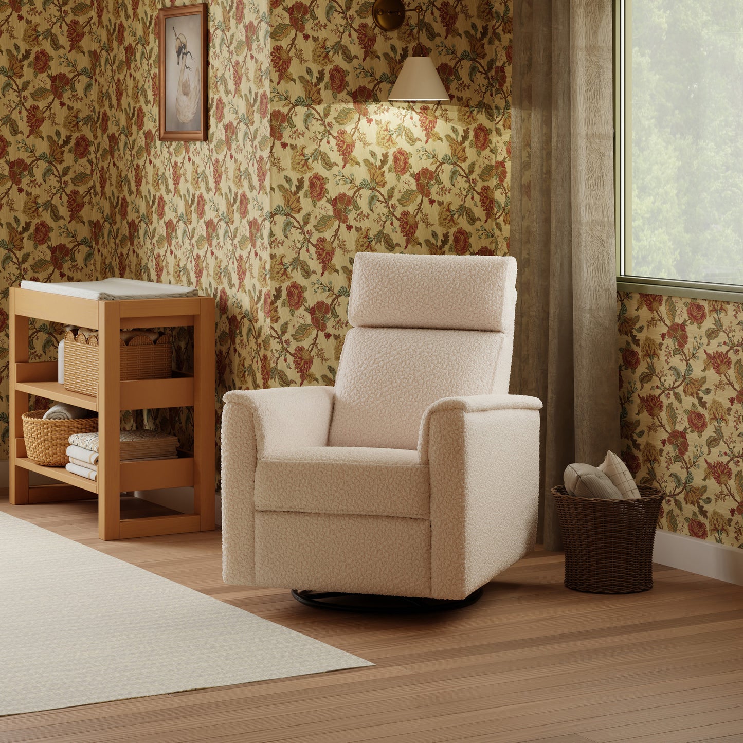 M17182CSG,Namesake,Willa Pro Power Glider Recliner w/ Power Lumbar in Chai Shearling