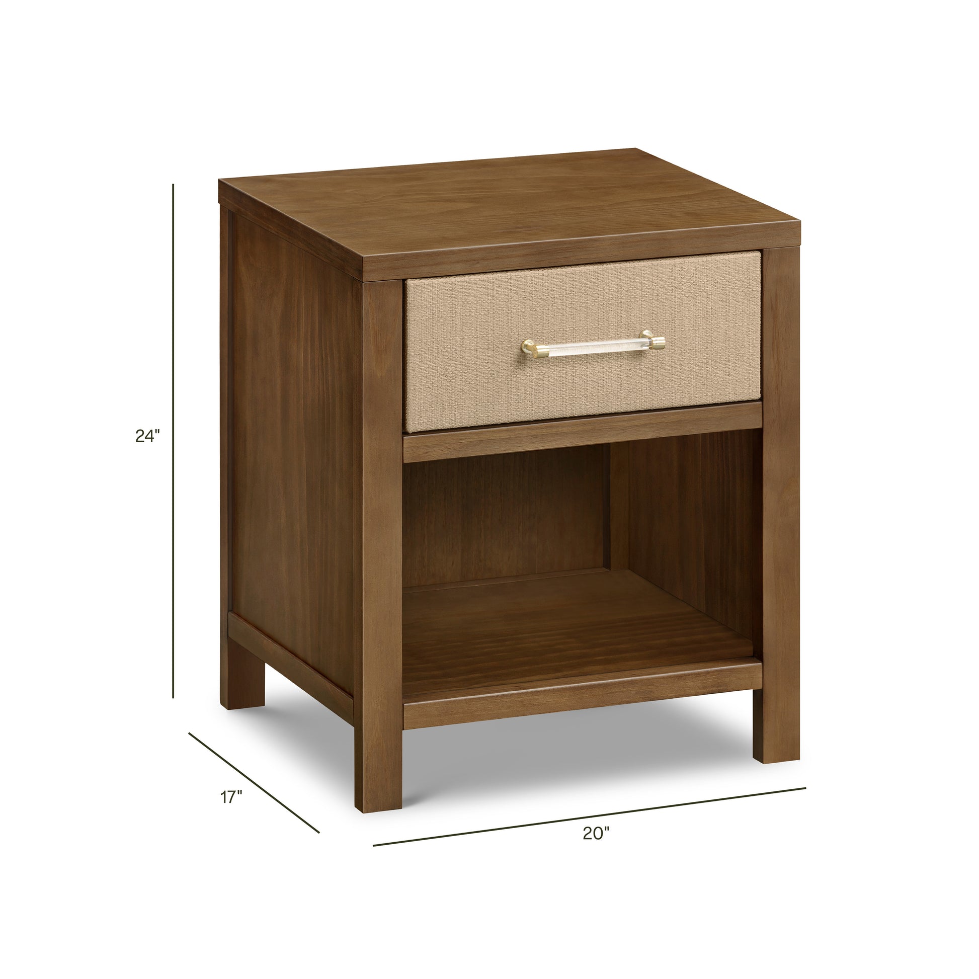 M24860NLPSEW,Namesake,Eloise Nightstand  Assembled in Natural Walnut & Performance Sand Eco-Weave