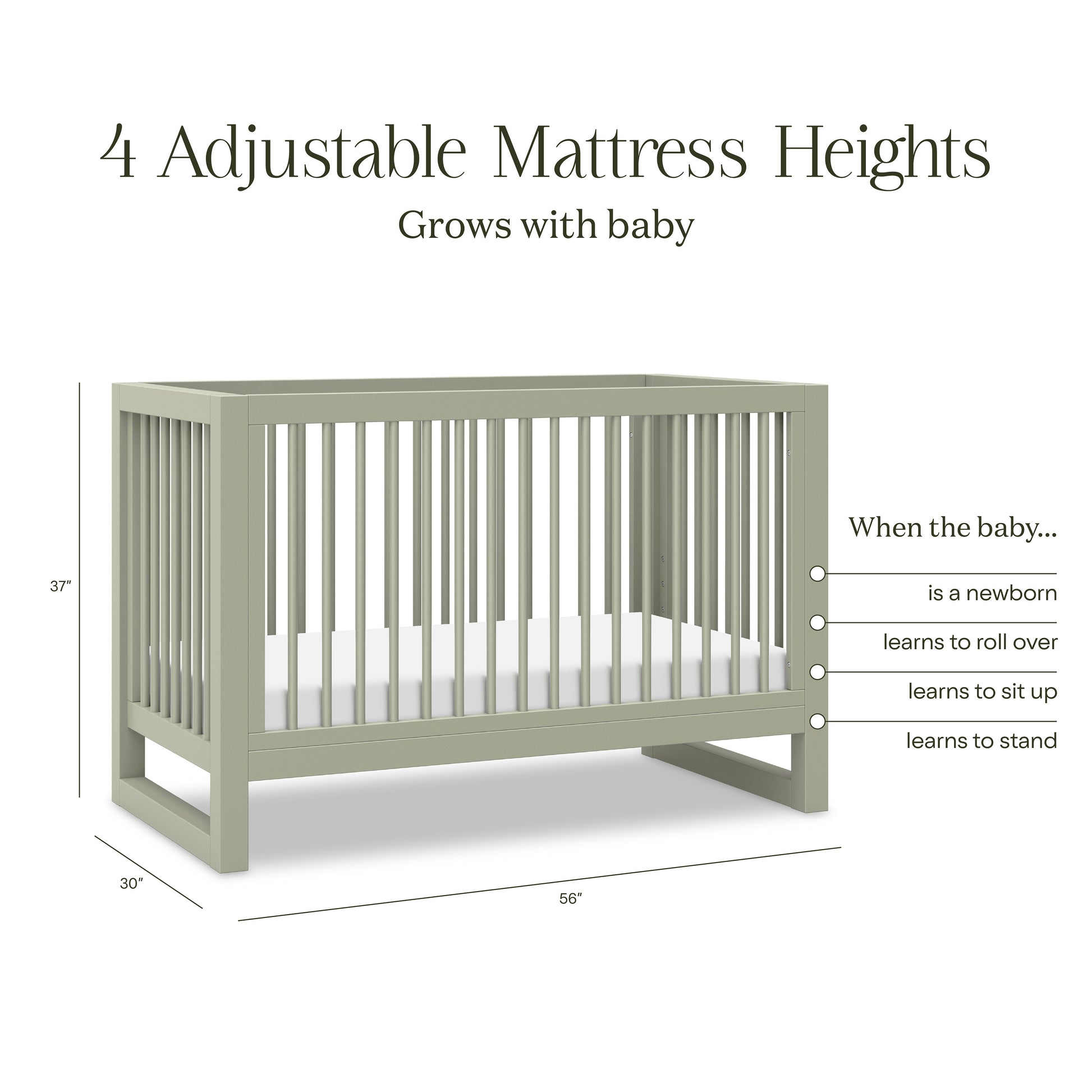 M23301FS,Namesake,Nantucket 3-in-1 Convertible Crib w/Toddler Bed Conversion Kit in French Sage