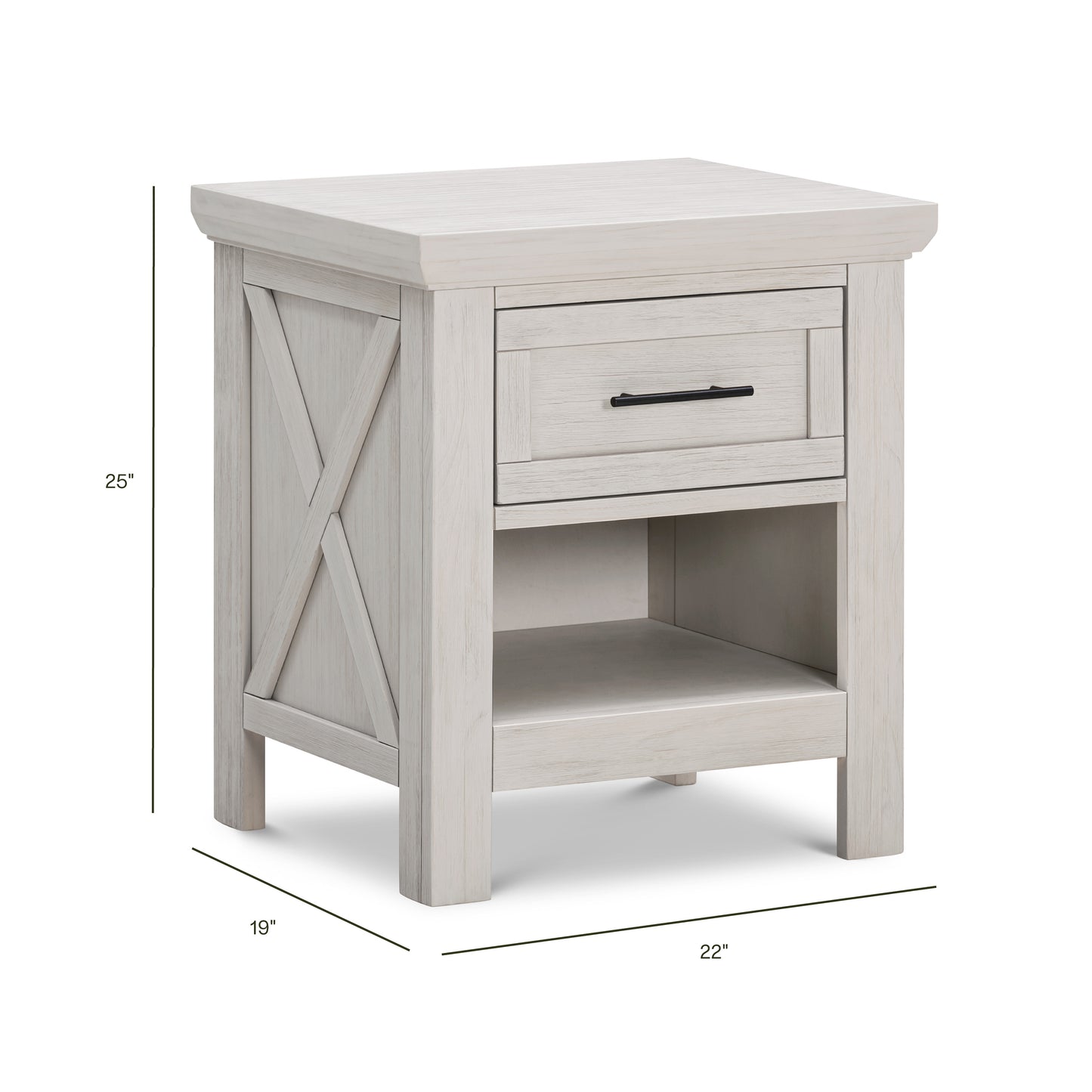 B14560WDF,Monogram by Namesake,Emory Farmhouse Nightstand in White Driftwood