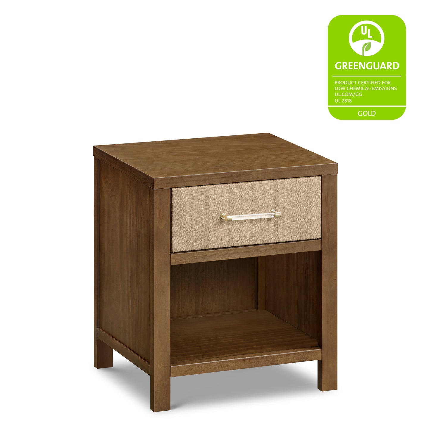 M24860NLPSEW,Namesake,Eloise Nightstand  Assembled in Natural Walnut & Performance Sand Eco-Weave