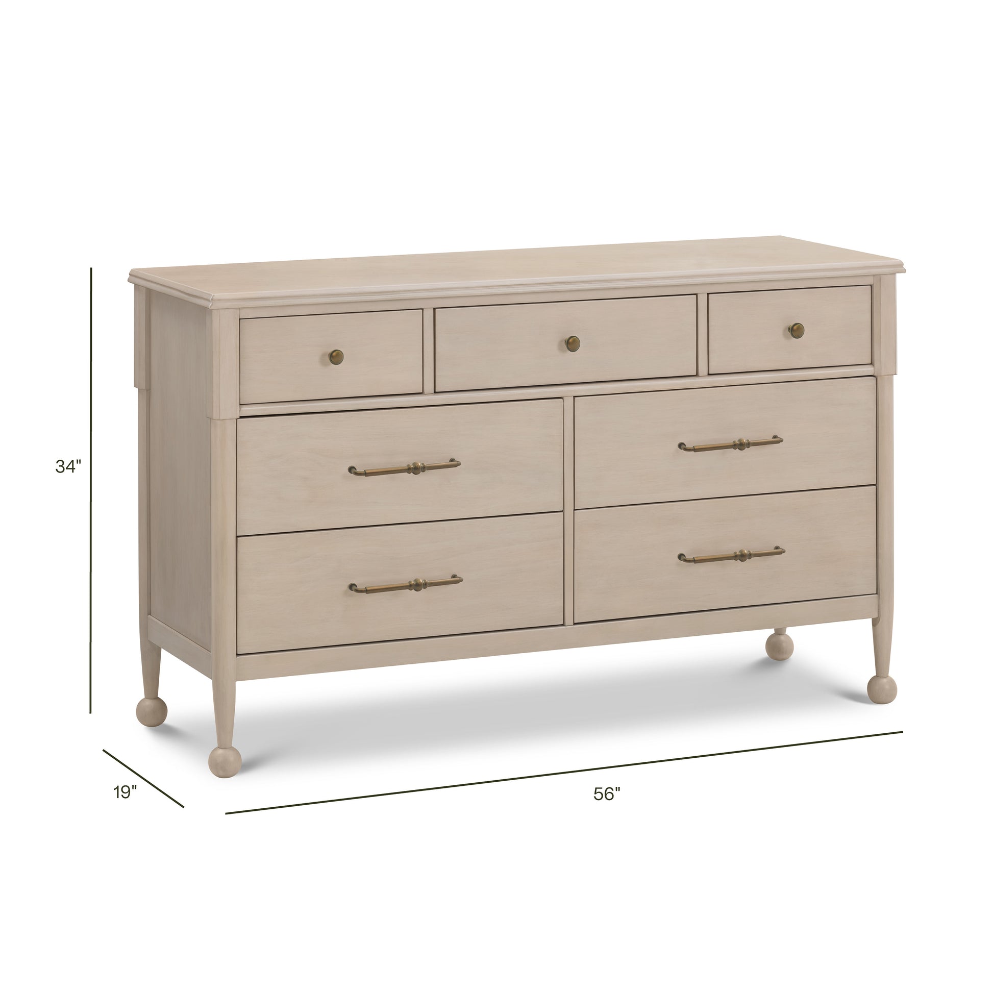 M31416WP,Namesake,Alouette 7-Drawer Assembled Dresser in Washed Pine