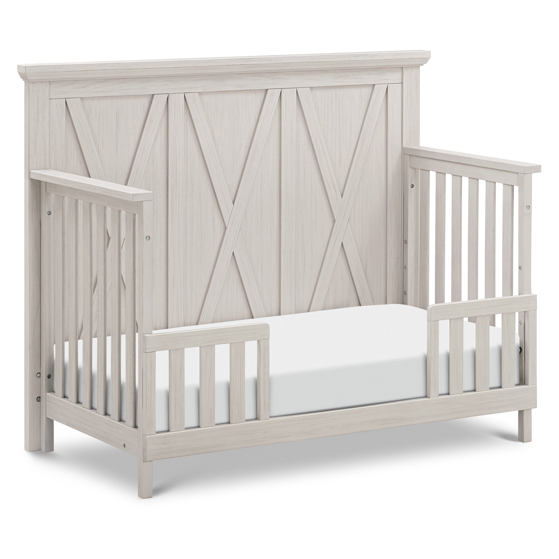 B14501WDF,Monogram by Namesake,Emory Farmhouse 4-in-1 Convertible Crib in White Driftwood