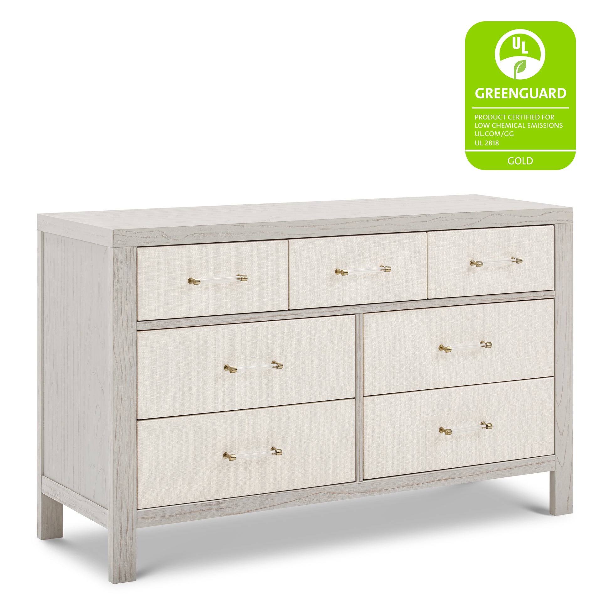 M24816WDFPEW,Namesake,Eloise 7-Drawer Assembled Dresser in White Driftwood and Performance Pearl Eco-Weave