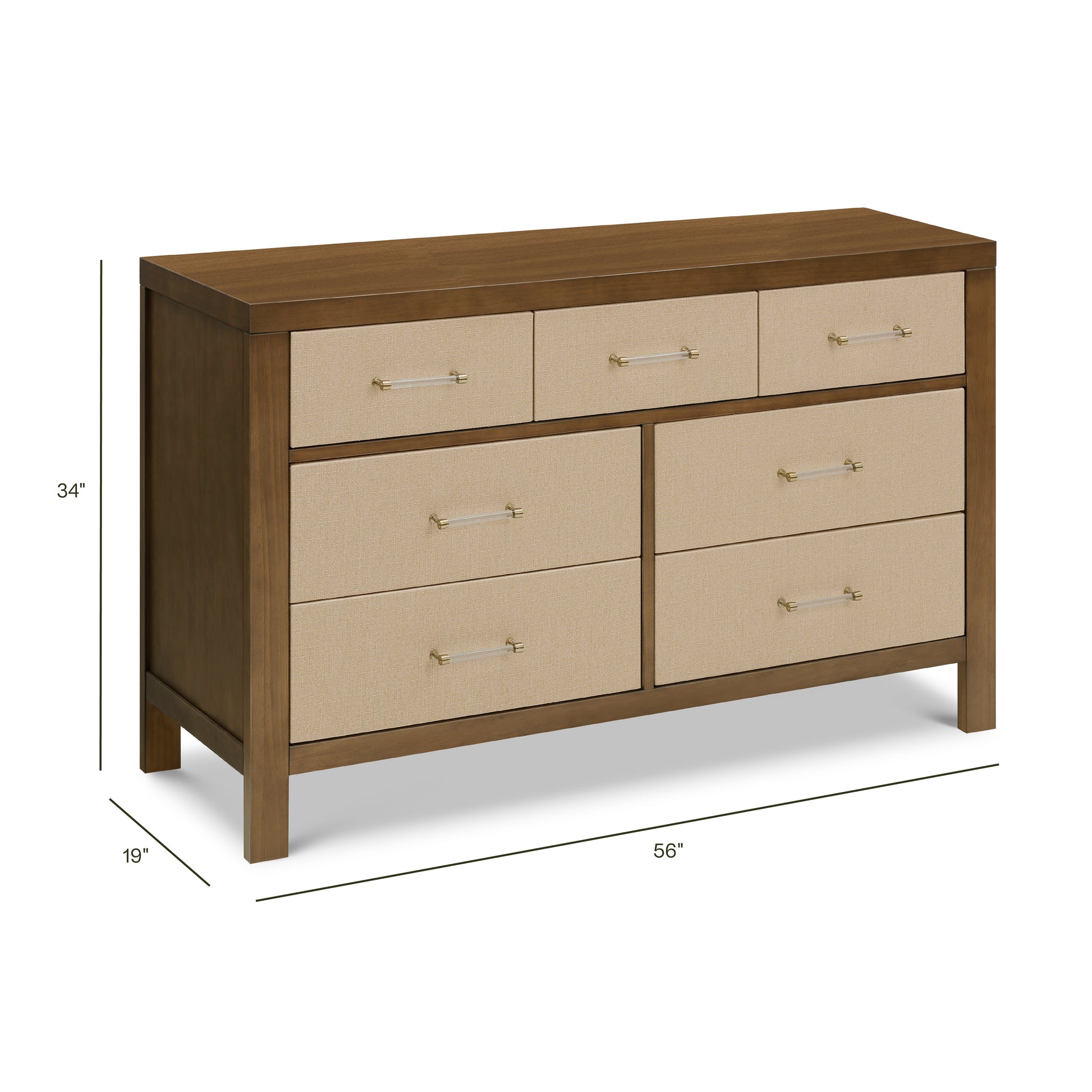 M24816NLPSEW,Namesake,Eloise 7-Drawer Assembled Dresser in Natural Walnut & Performance Sand Eco-Weave