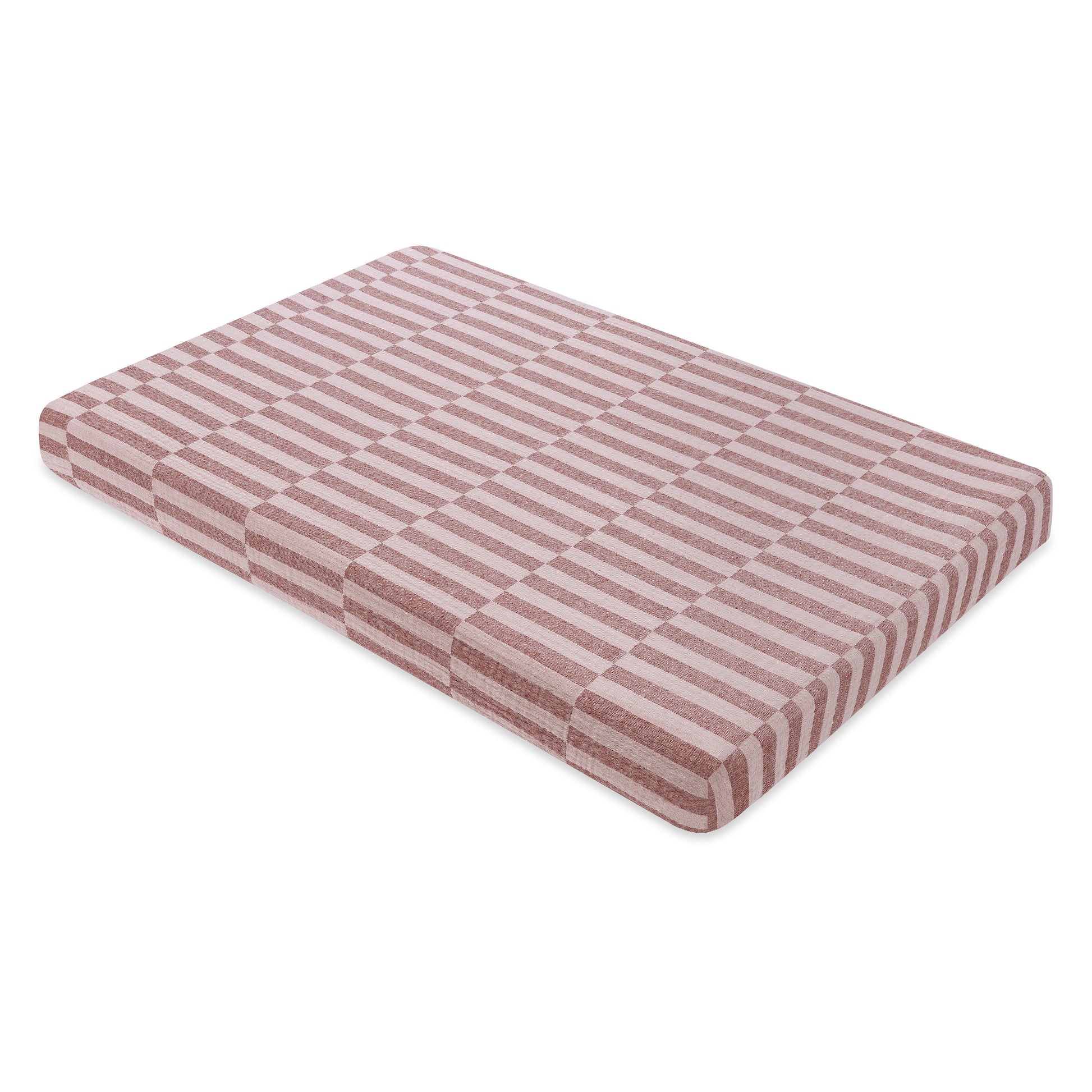T30436,Babyletto,Maroon Stripe Muslin Mini Crib Sheet in GOTS Certified Organic Cotton