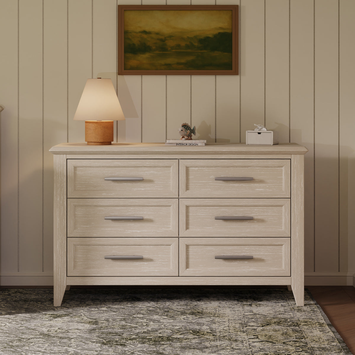 B14416SDB,Monogram by Namesake,Barrow 6-Drawer Dresser in Sandbar