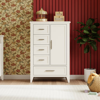 B14427RW,Monogram by Namesake,Barrow Chifforobe in Warm White