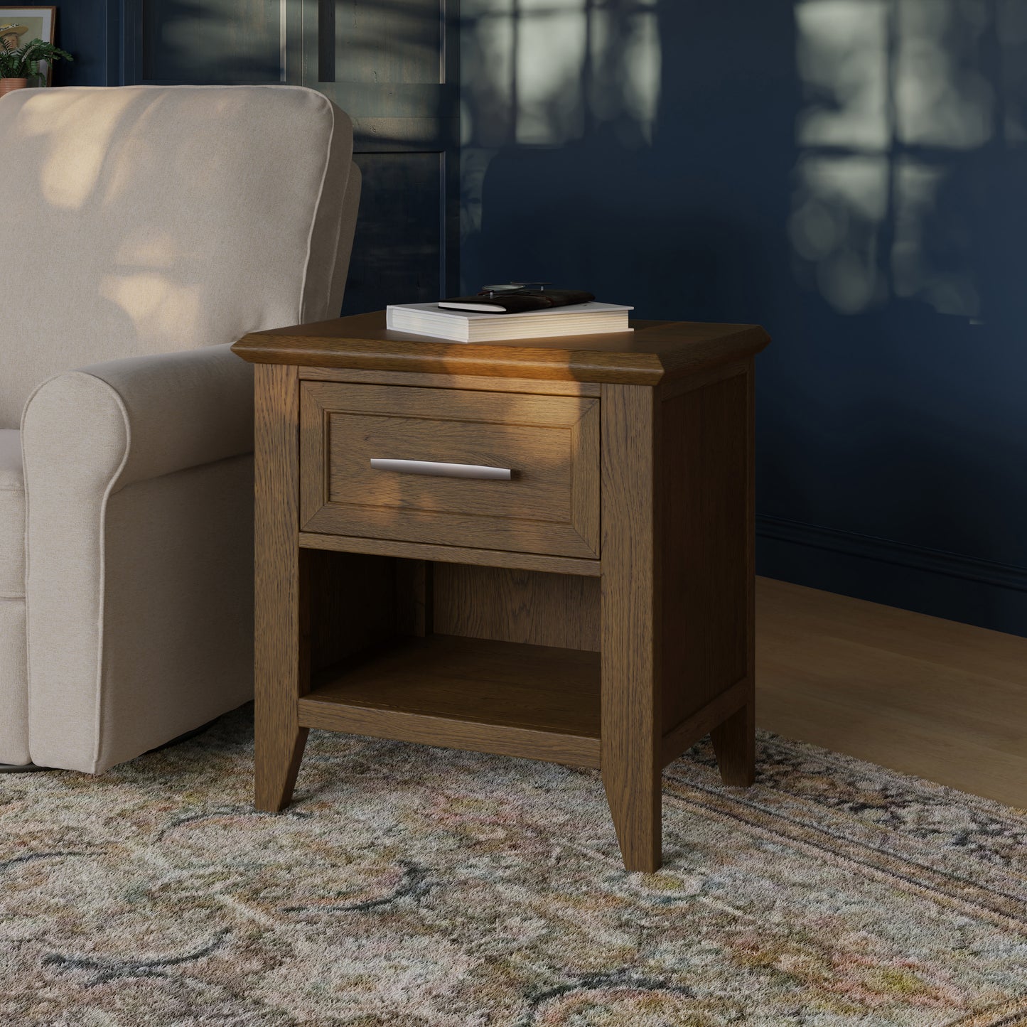 B14460TE,Monogram by Namesake,Barrow Nightstand in Toffee