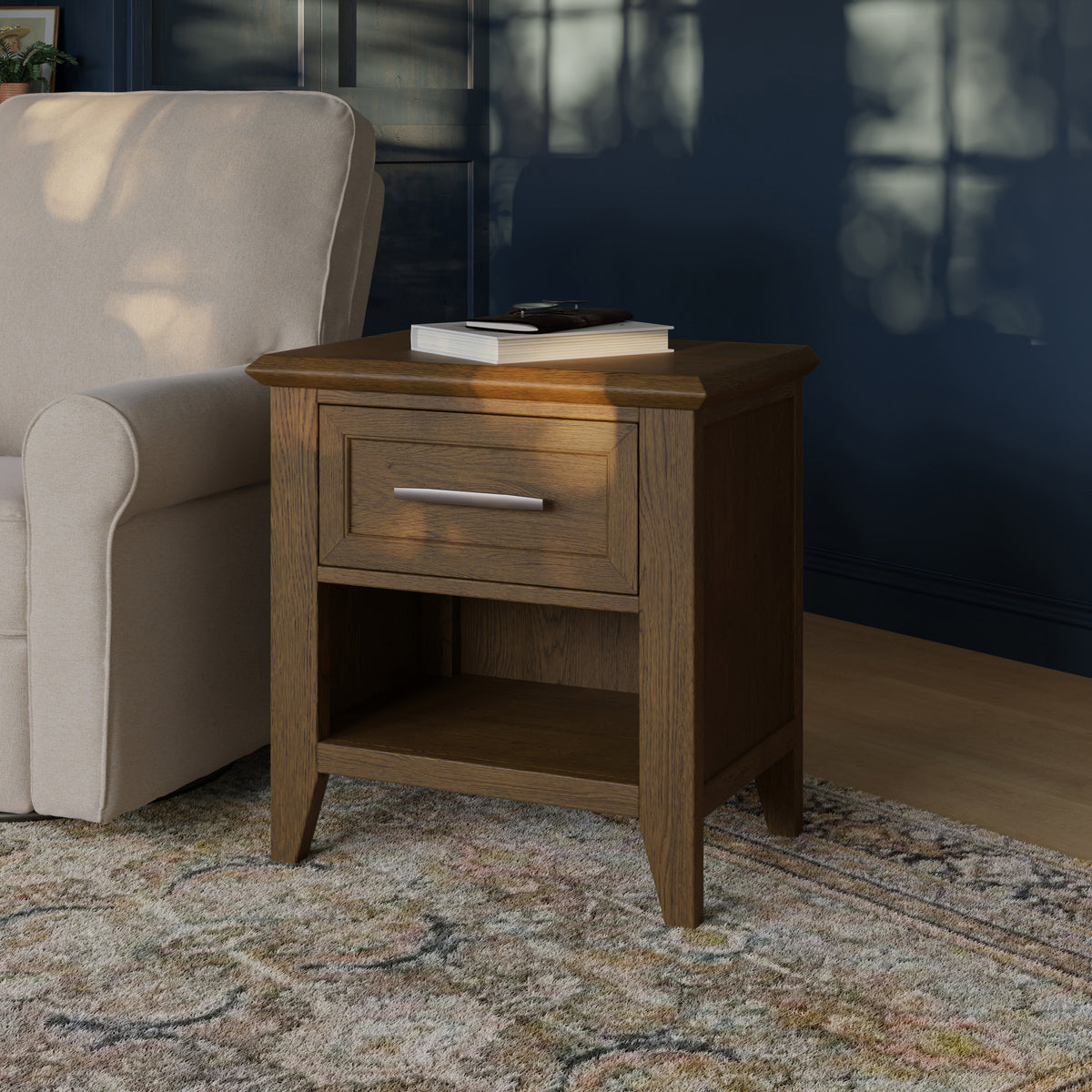 B14460TE,Monogram by Namesake,Barrow Nightstand in Toffee