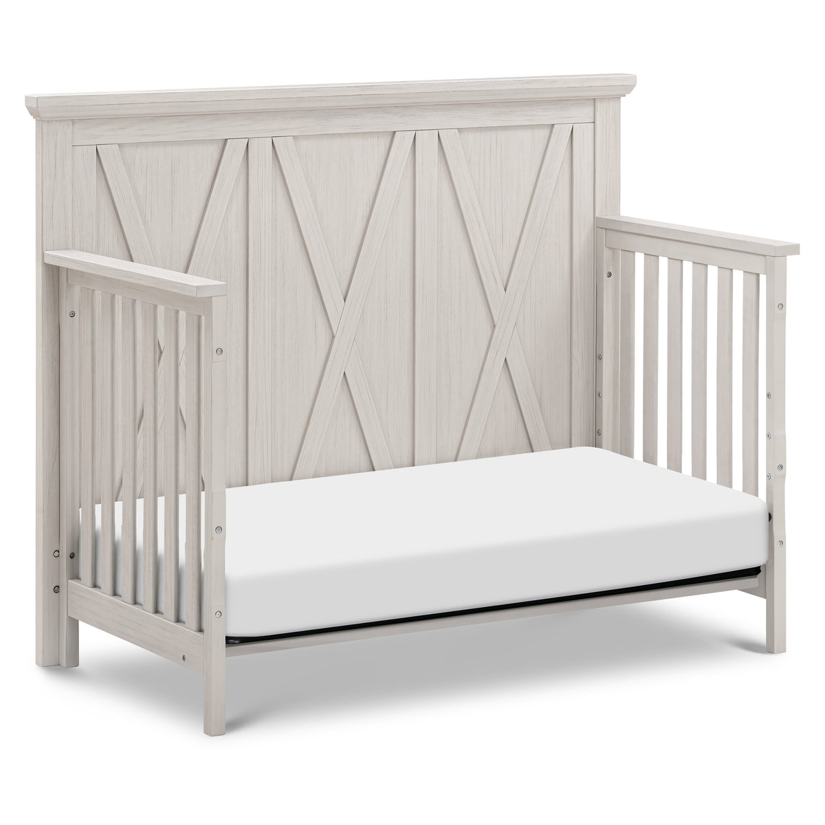 B14501WDF,Monogram by Namesake,Emory Farmhouse 4-in-1 Convertible Crib in White Driftwood