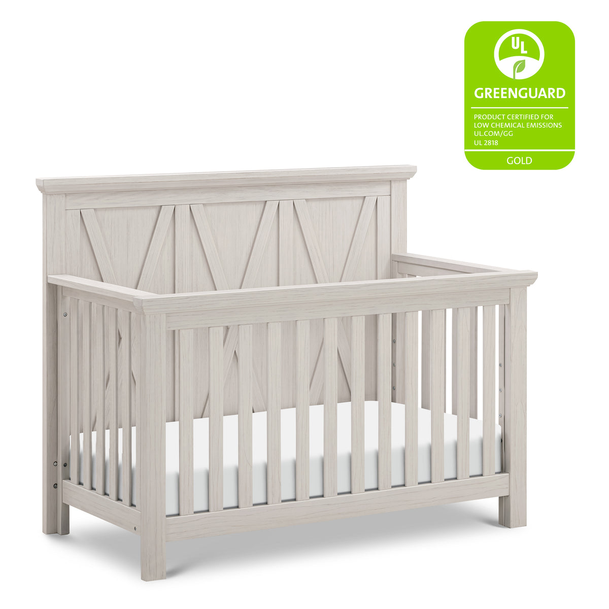 B14501WDF,Monogram by Namesake,Emory Farmhouse 4-in-1 Convertible Crib in White Driftwood