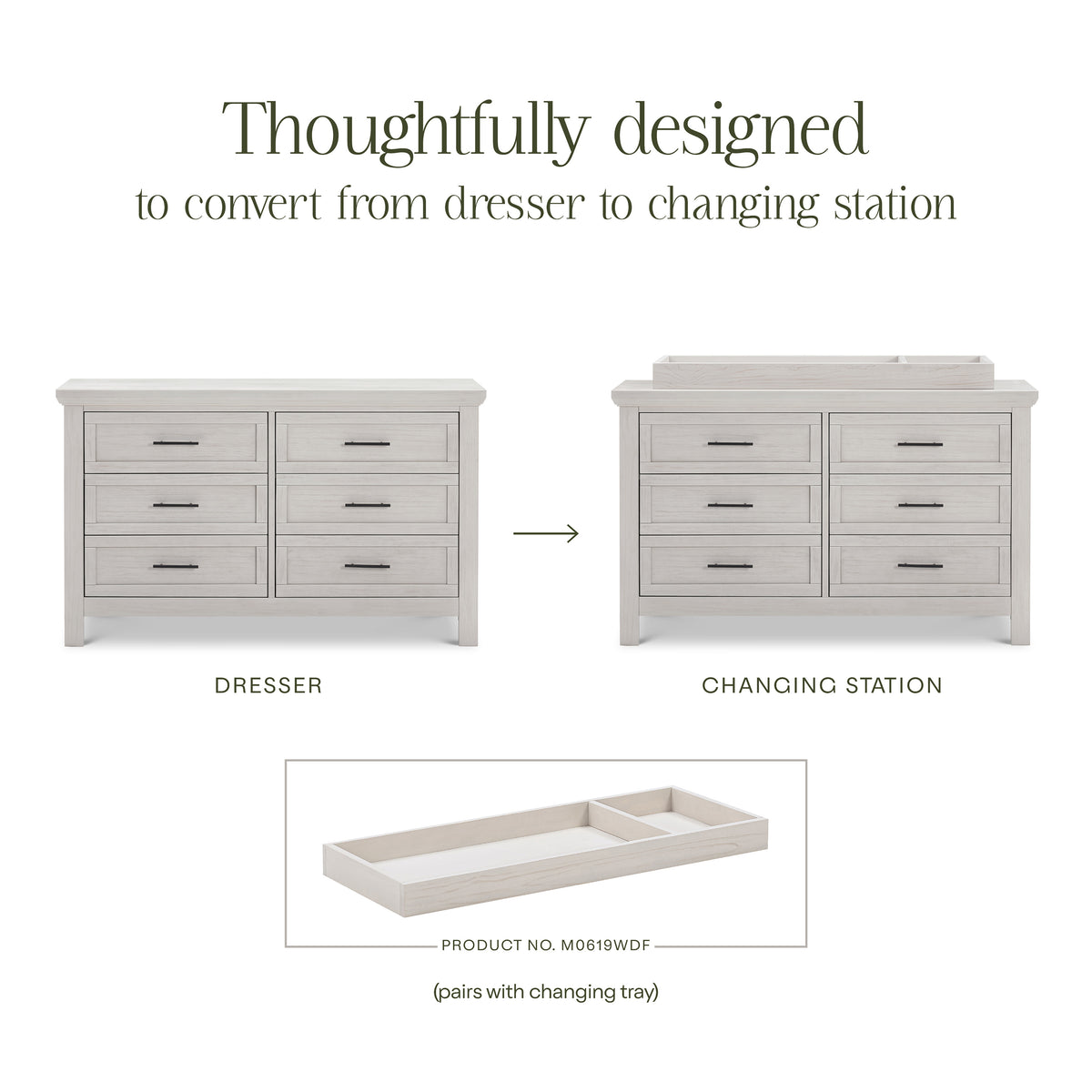B14516WDF,Monogram by Namesake,Emory Farmhouse 6-Drawer Dresser in White Driftwood