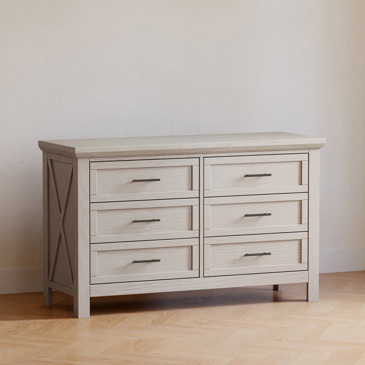 B14516WDF,Monogram by Namesake,Emory Farmhouse 6-Drawer Dresser in White Driftwood
