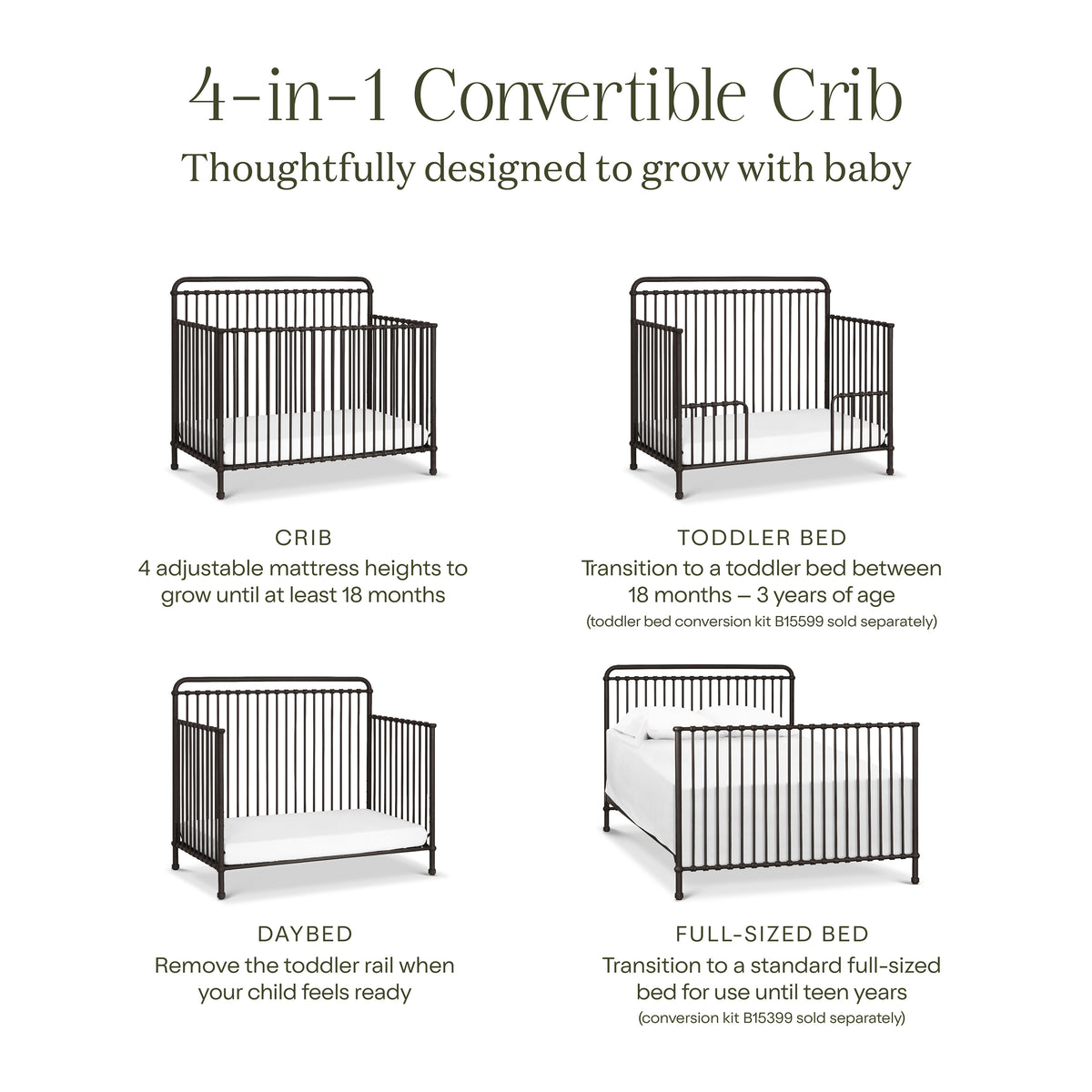 B15301UR,Namesake,Winston 4-in-1 Convertible Crib in Vintage Iron