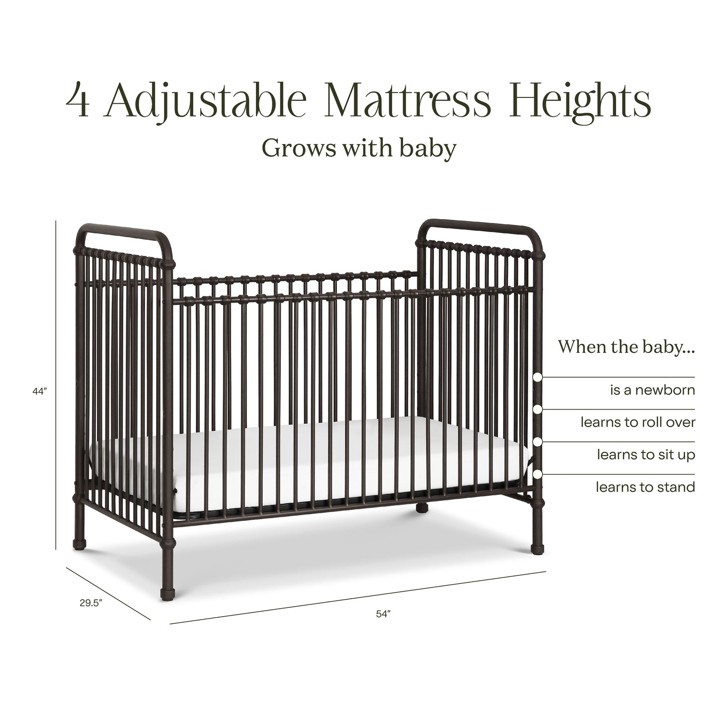 B15501UR,Namesake,Abigail 3-in-1 Convertible Crib in Vintage Iron