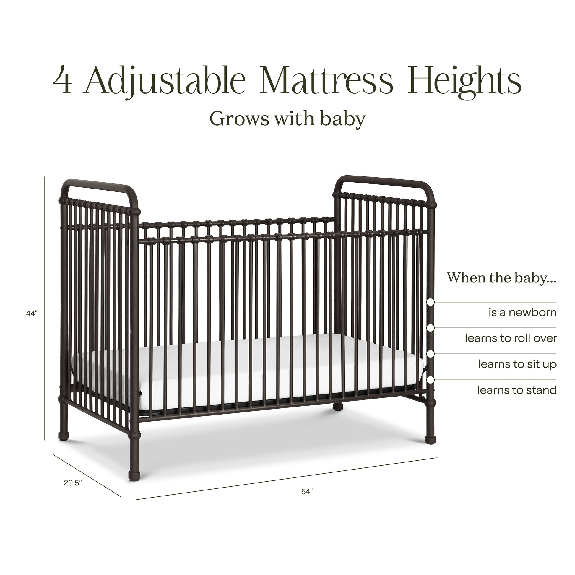 B15501UR,Namesake,Abigail 3-in-1 Convertible Crib in Vintage Iron
