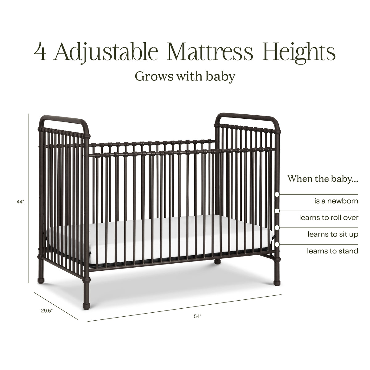B15501UR,Namesake,Abigail 3-in-1 Convertible Crib in Vintage Iron