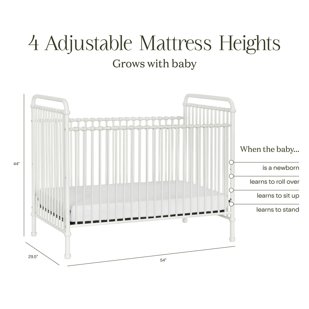 B15501WX,Namesake,Abigail 3-in-1 Convertible Crib in Washed White